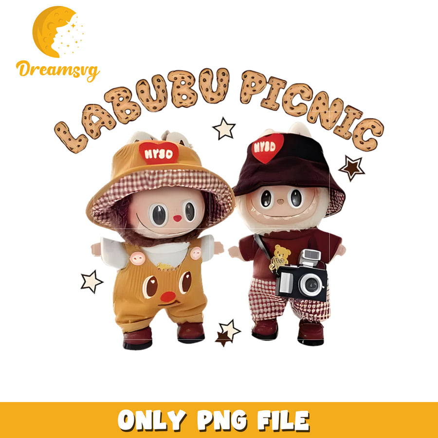 Labubu Picnic PNG, Cute Plush Toys, Downloadable File