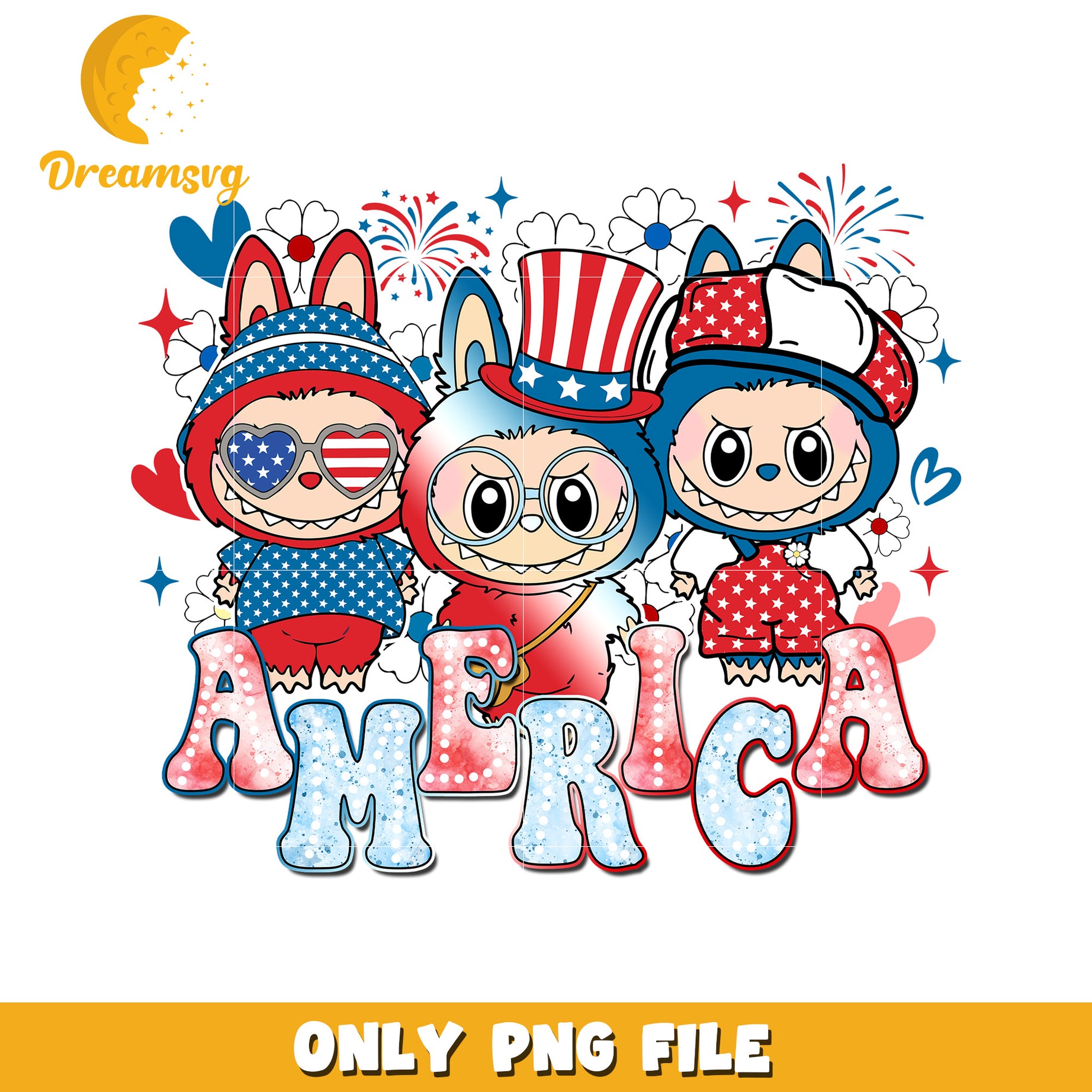 Labubu america png, patriotic labubu artwork png, cute labubu in usa png