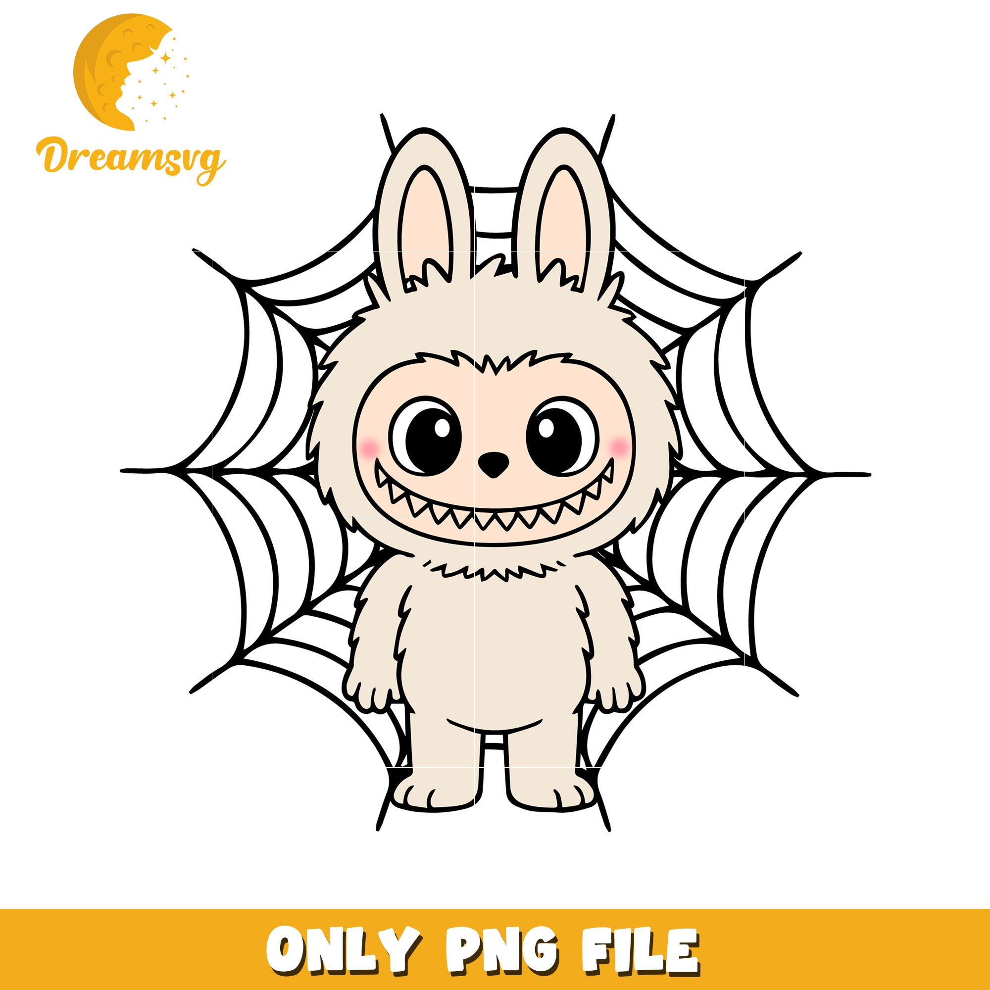 Labubu and spider net design png, halloween labubu png, halloween pumpkin png
