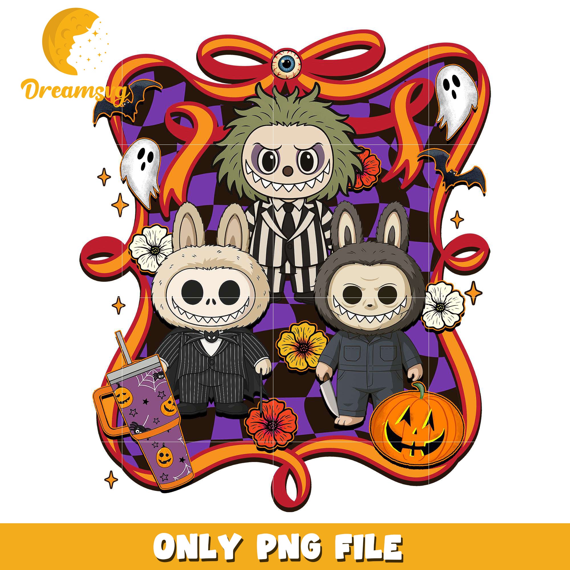 Labubu beetlejuice png, halloween cartoons​ png, halloween movies​ png