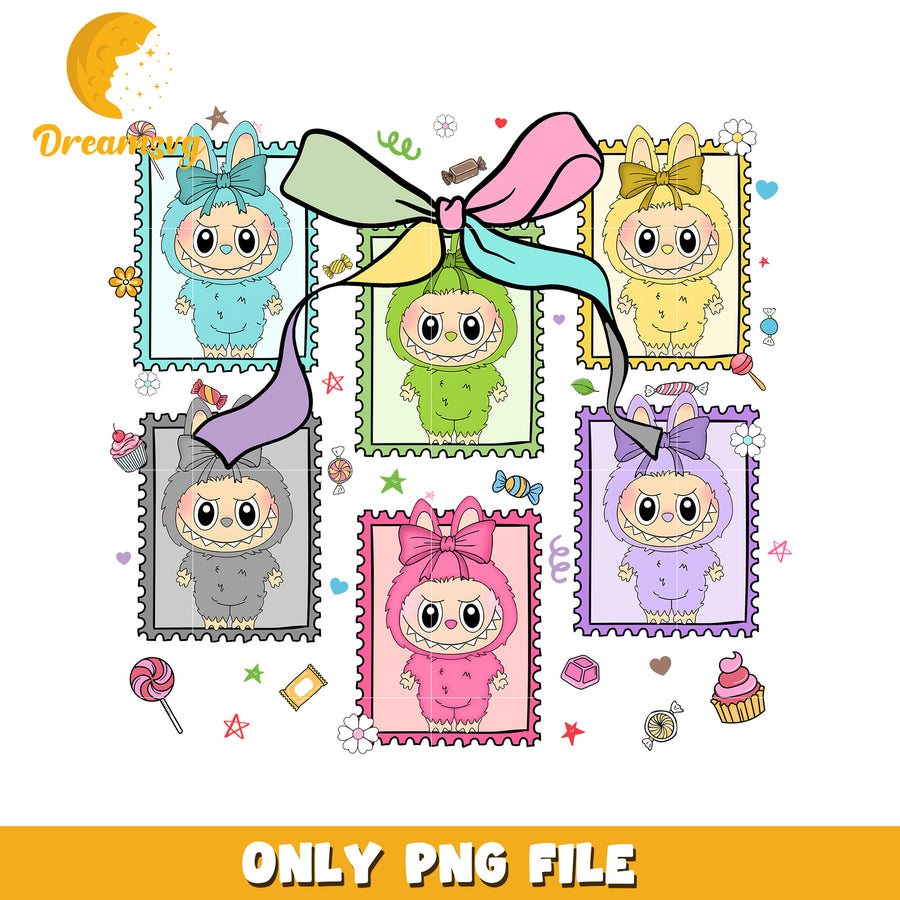 Labubu characters picture frame png, labubu keychain png, labubu dolls png