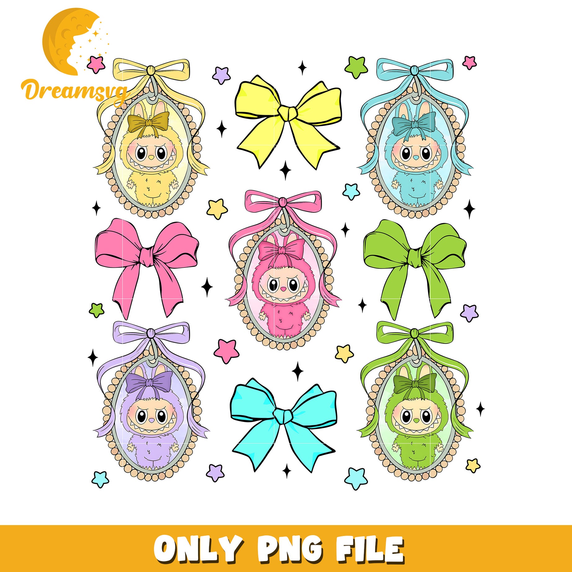Labubu characters picture frame png, popmart labubu​ png, labubu art​ png