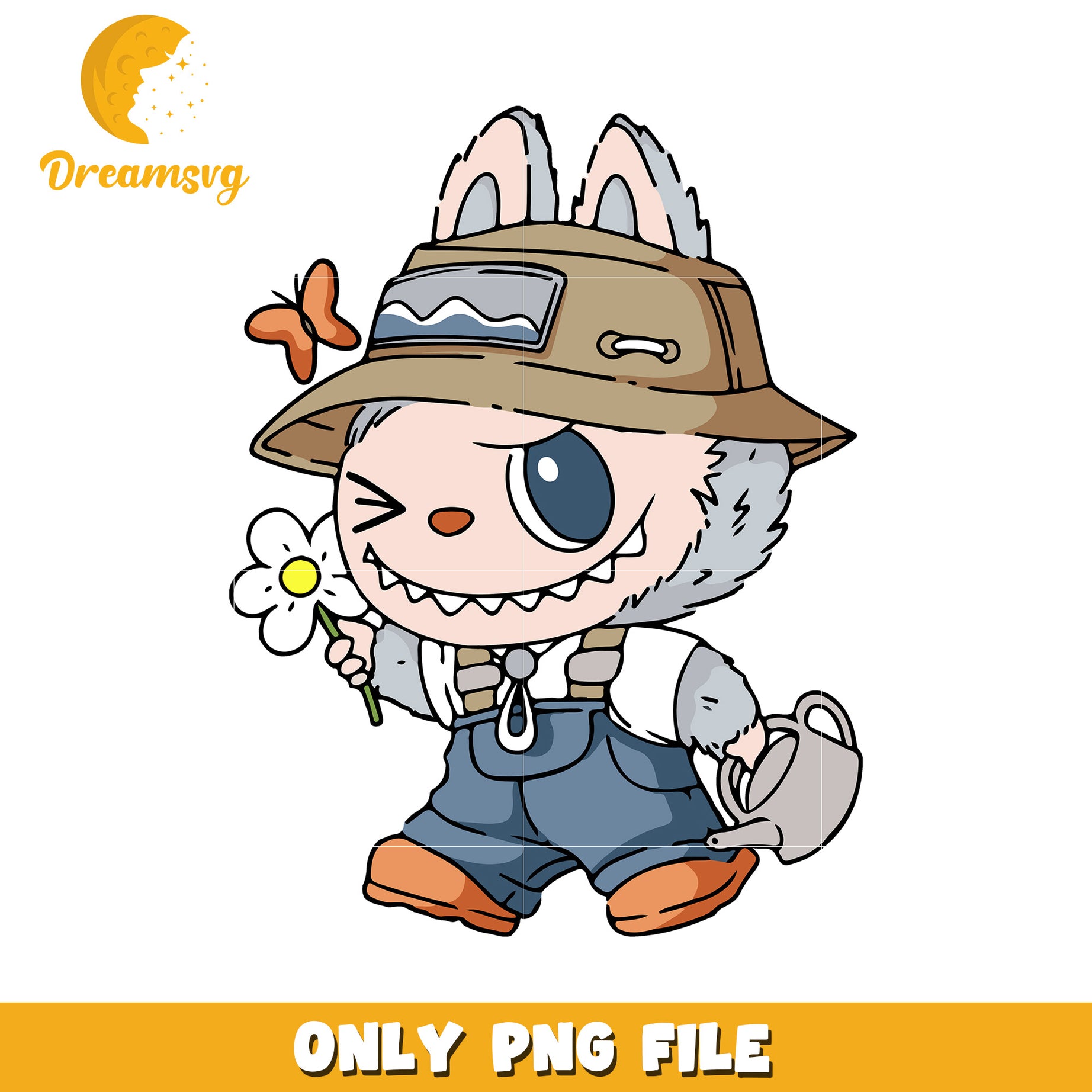 Labubu chrysanthemum png, cute labubu​ png, labubu cartoon​ png