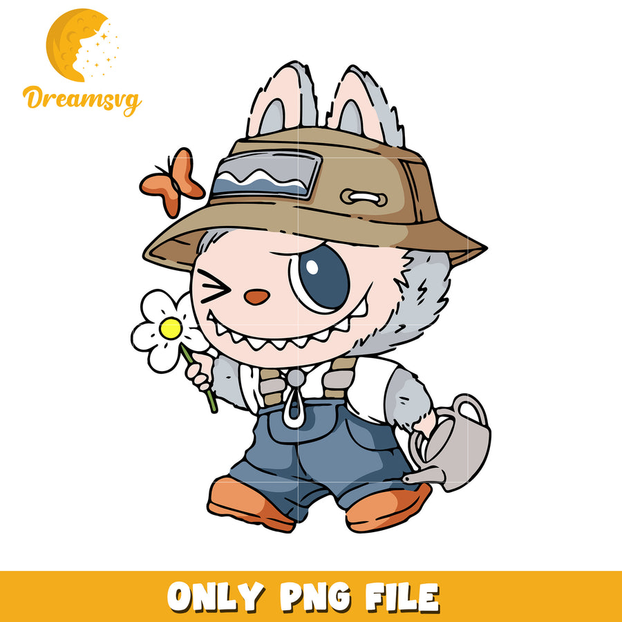 Labubu chrysanthemum png, cute labubu​ png, labubu cartoon​ png