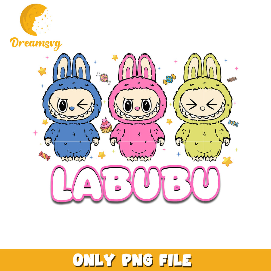 Labubu colorful png, labubu candy png, labubu toys png