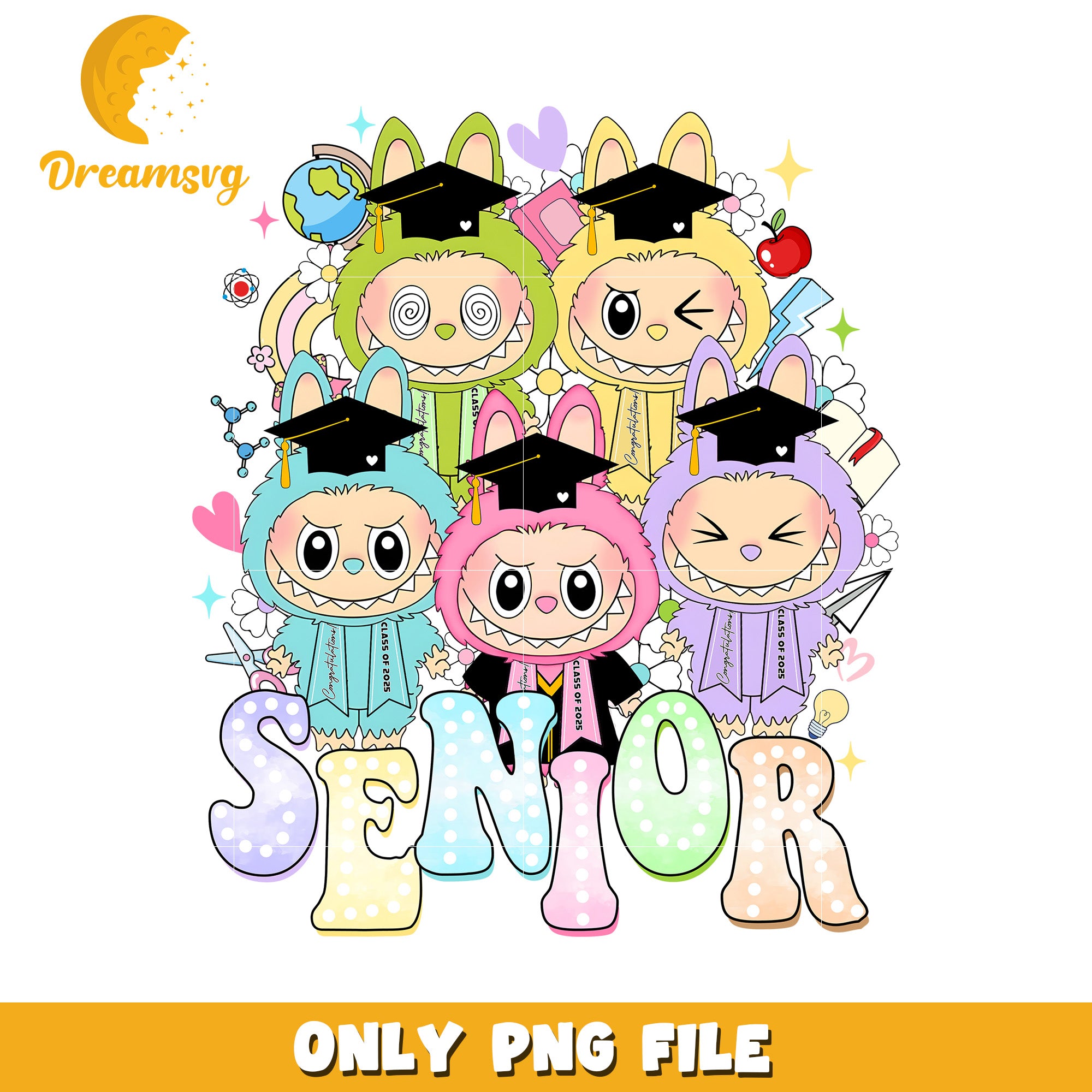 Labubu colorful senior png, labubu clothes​ png, labubu macaron png