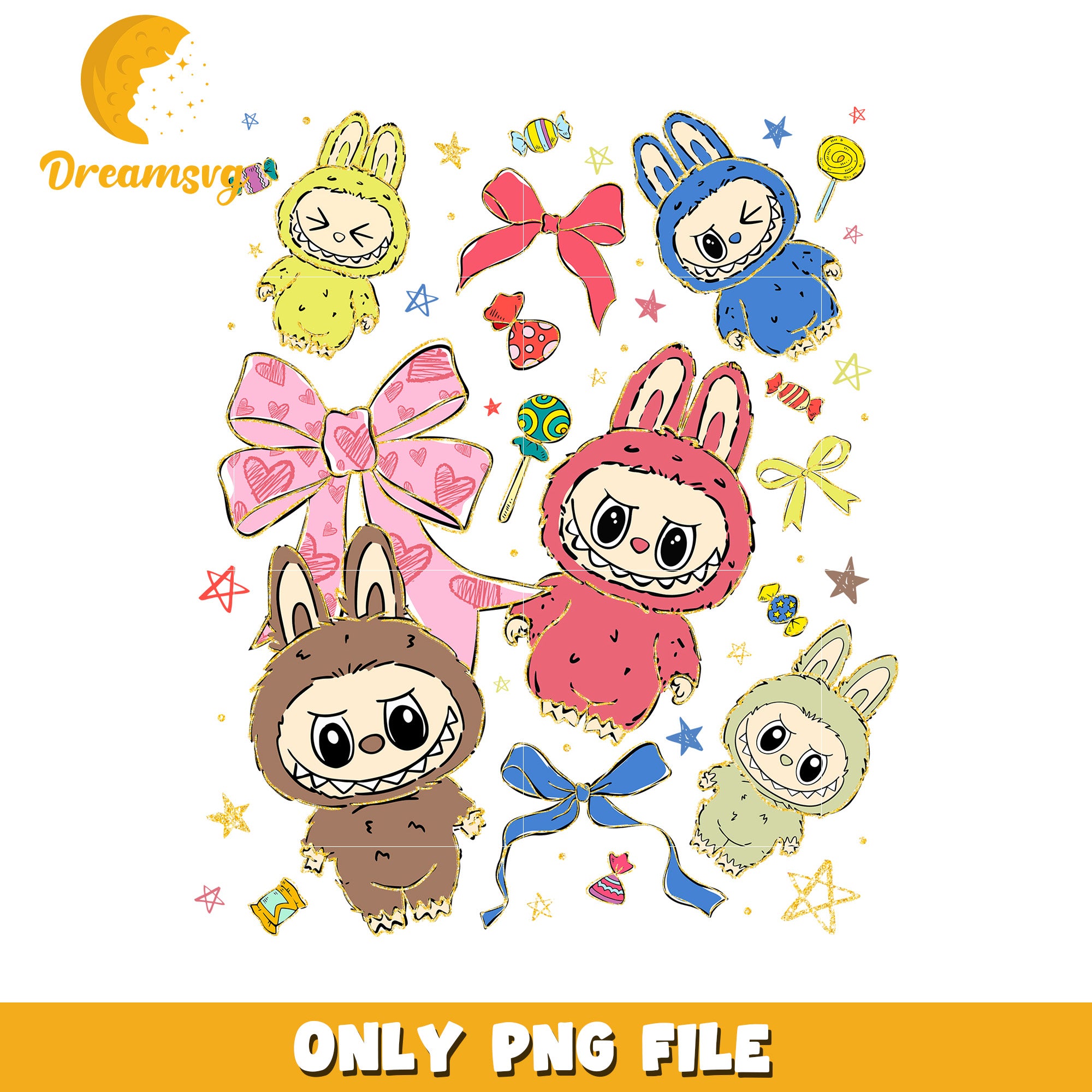 Labubu colorful toys png, popmart labubu​ png, labubu art​ png