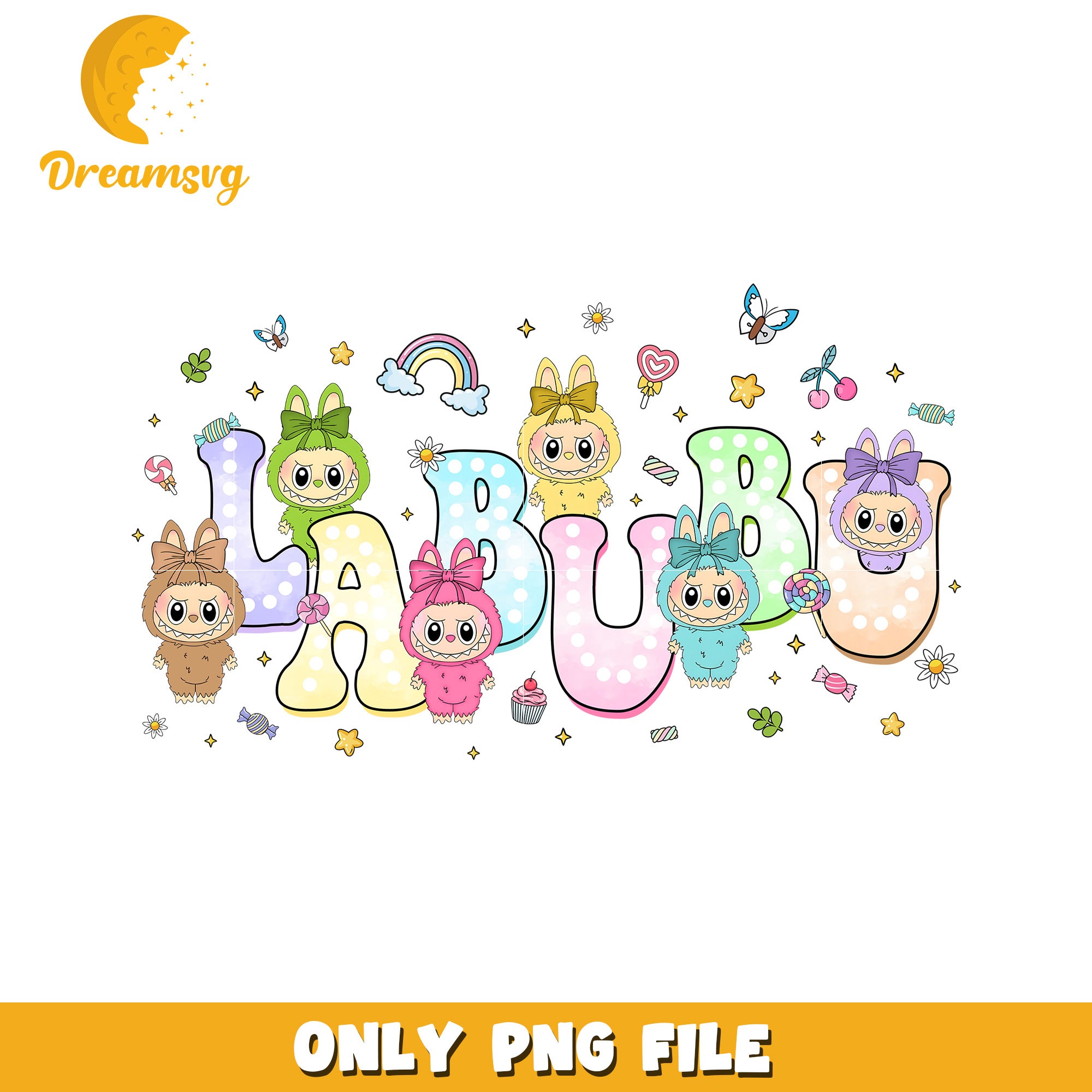 Labubu cute illustration png, all popmart characters​ png, labubu art​ png