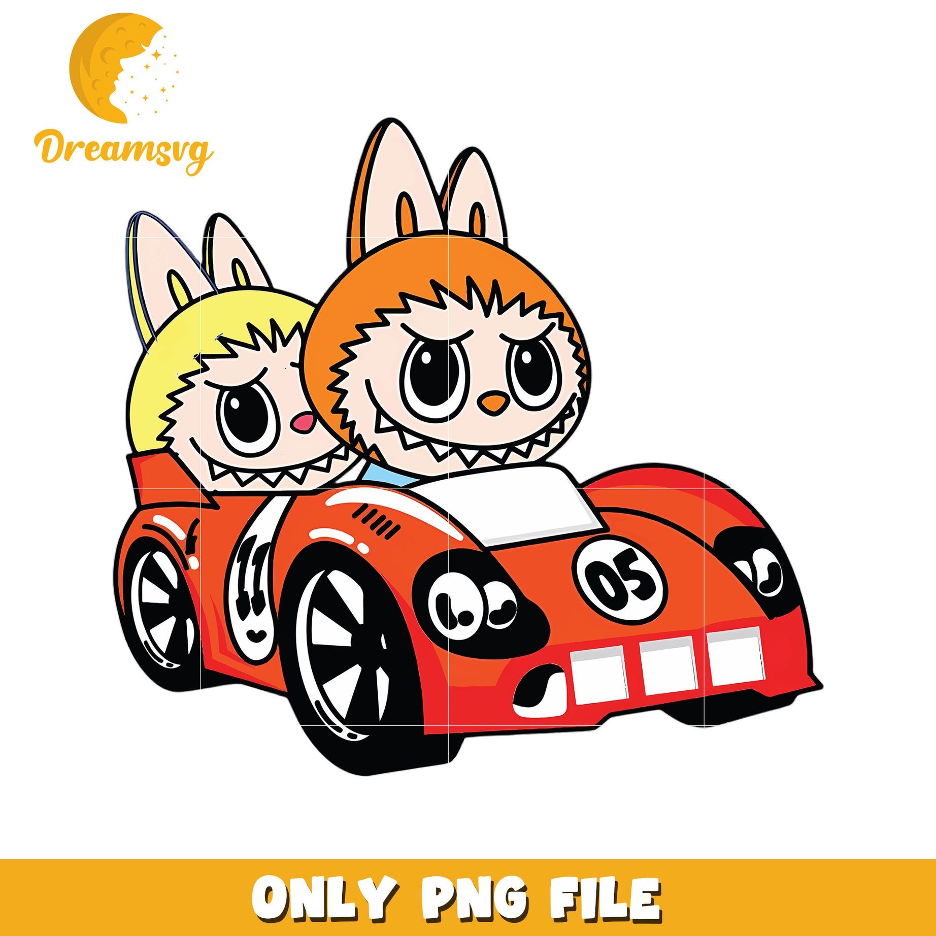 Labubu driving car design png, popmart labubu​ png, cartoon characters png