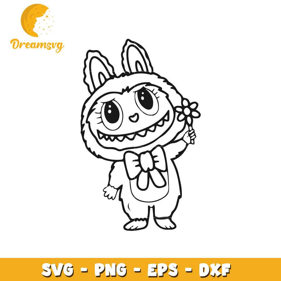 Labubu flowers svg, labubu dolls svg, popmart labubu svg