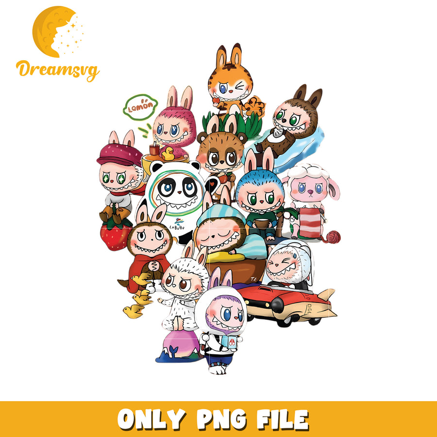 Labubu funny cartoon characters png, popmart labubu​ png, cartoon characters png