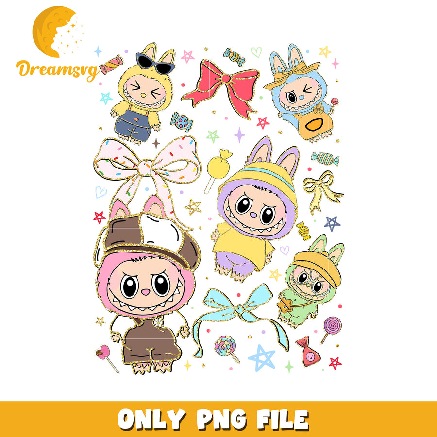 Labubu funny design png, labubu candy png, labubu toys png