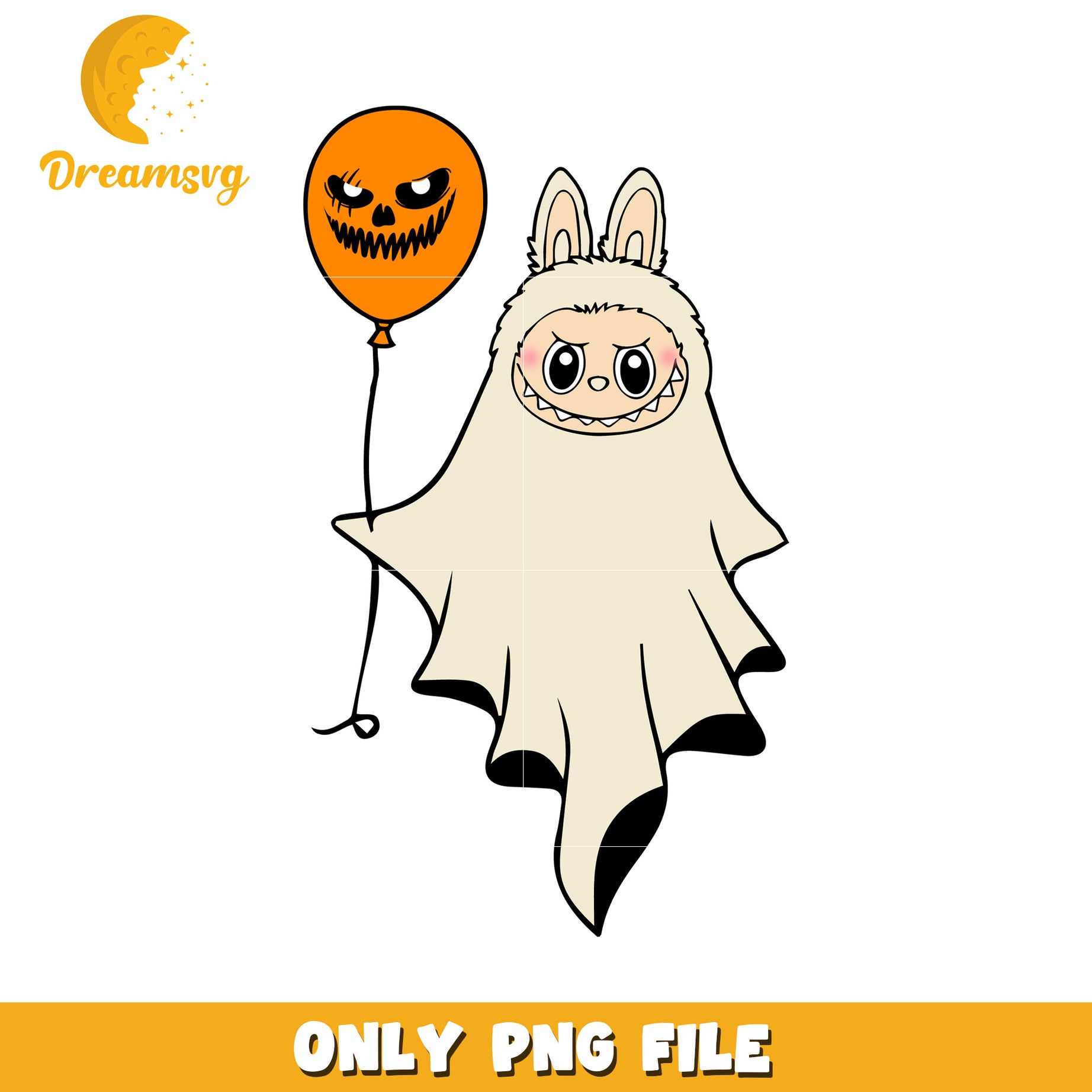 Labubu ghoul halloween design png, trick or treat  png, halloween pumpkin png