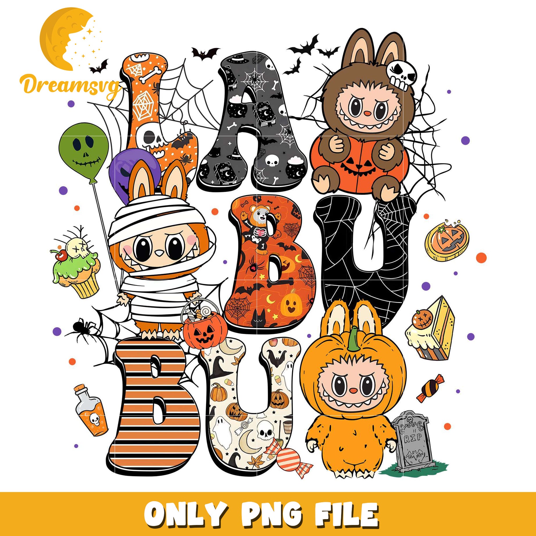 Labubu halloween costumes png, halloween horror night png, halloween png