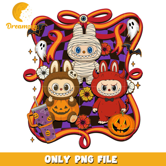 Labubu halloween design png, halloween pumpkin png, spooky halloween​​ png