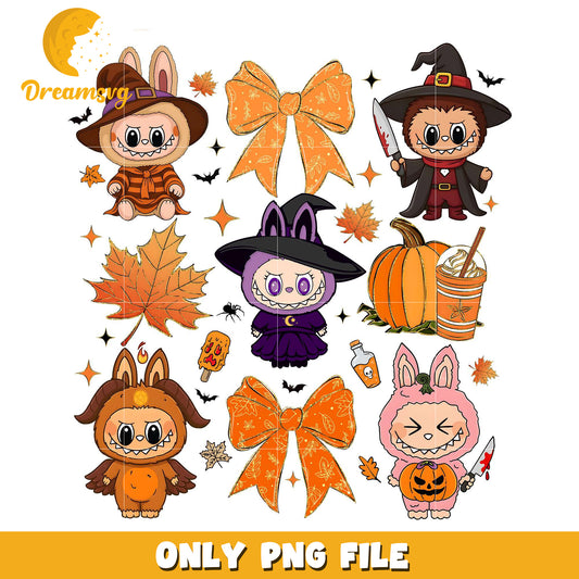 Labubu halloween design png, spooky halloween​​​​ png, fall season png