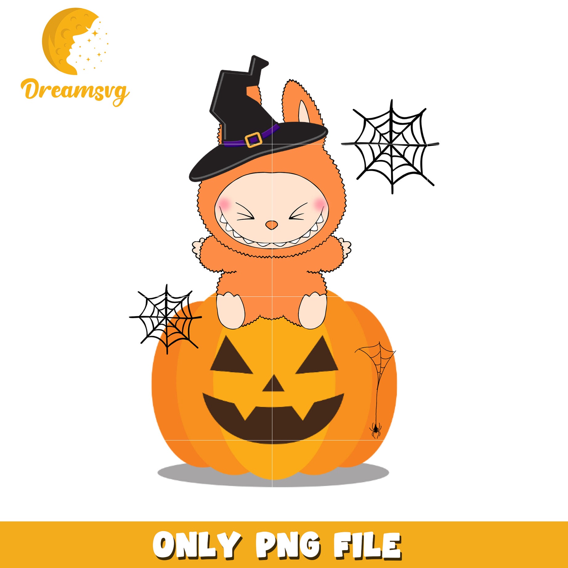 Labubu halloween design png, trick or treat  png, halloween pumpkin png