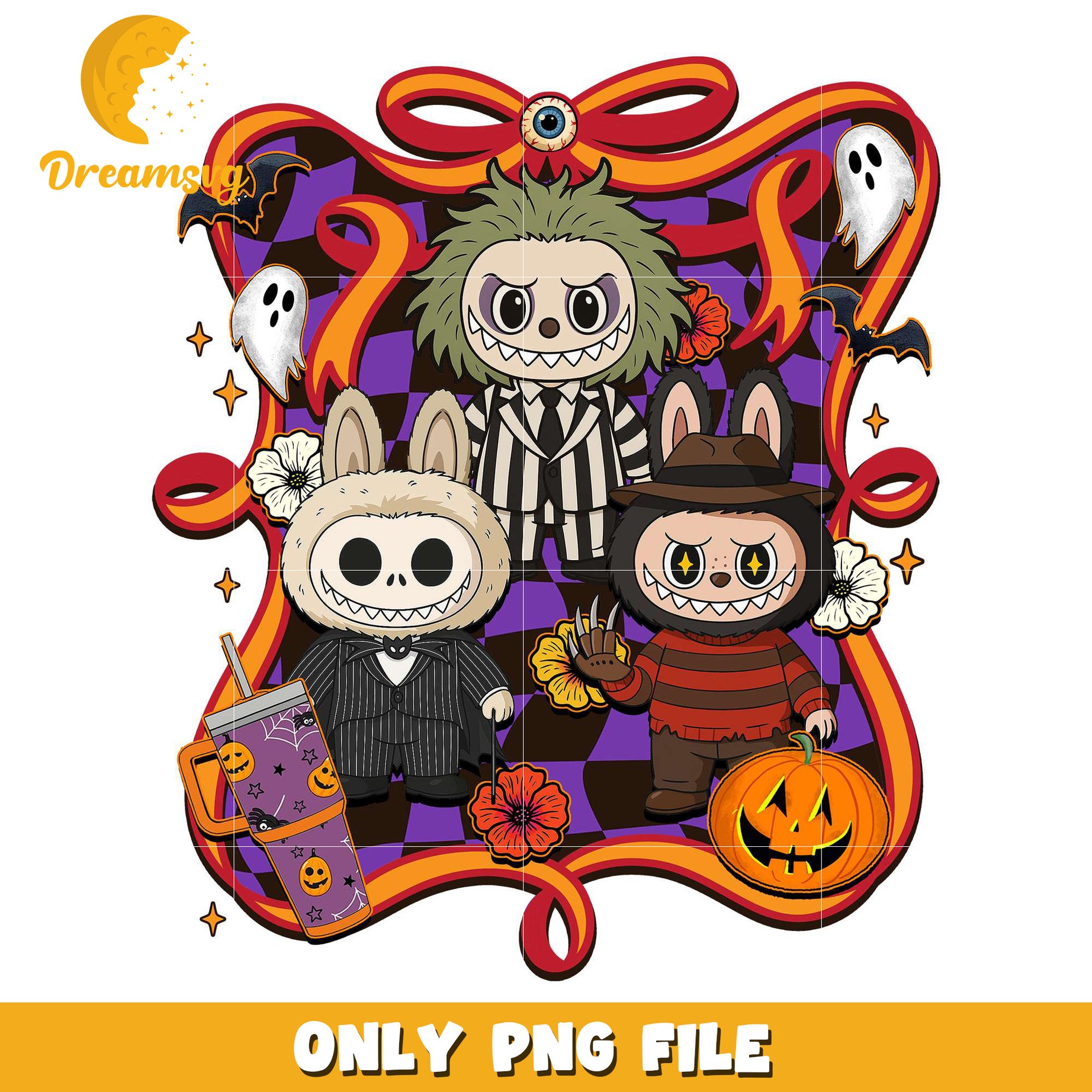 Labubu halloween  nightmares png, halloween costumes​ png, trick or treat png