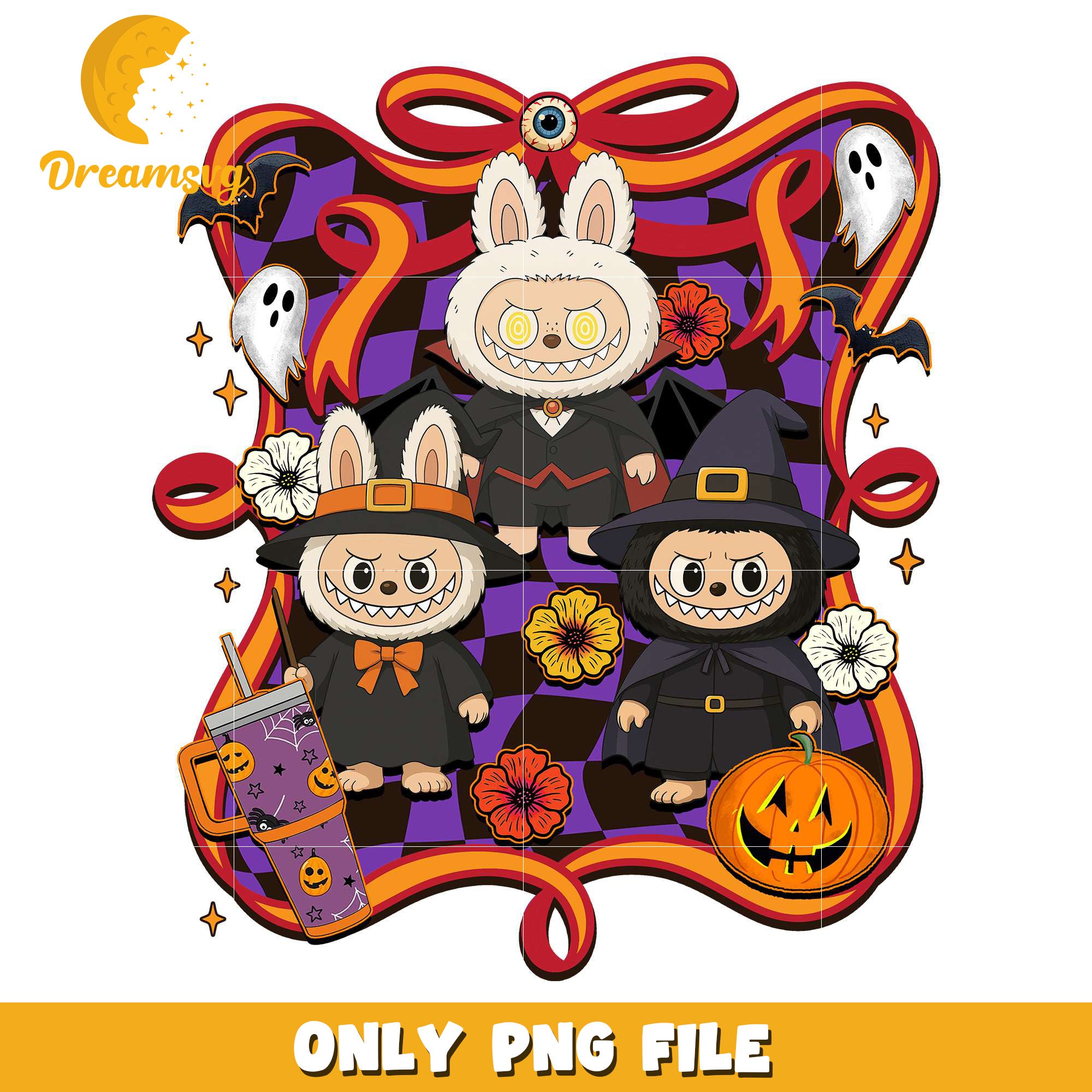 Labubu halloween png, halloween pumpkin png, spooky halloween​​ png