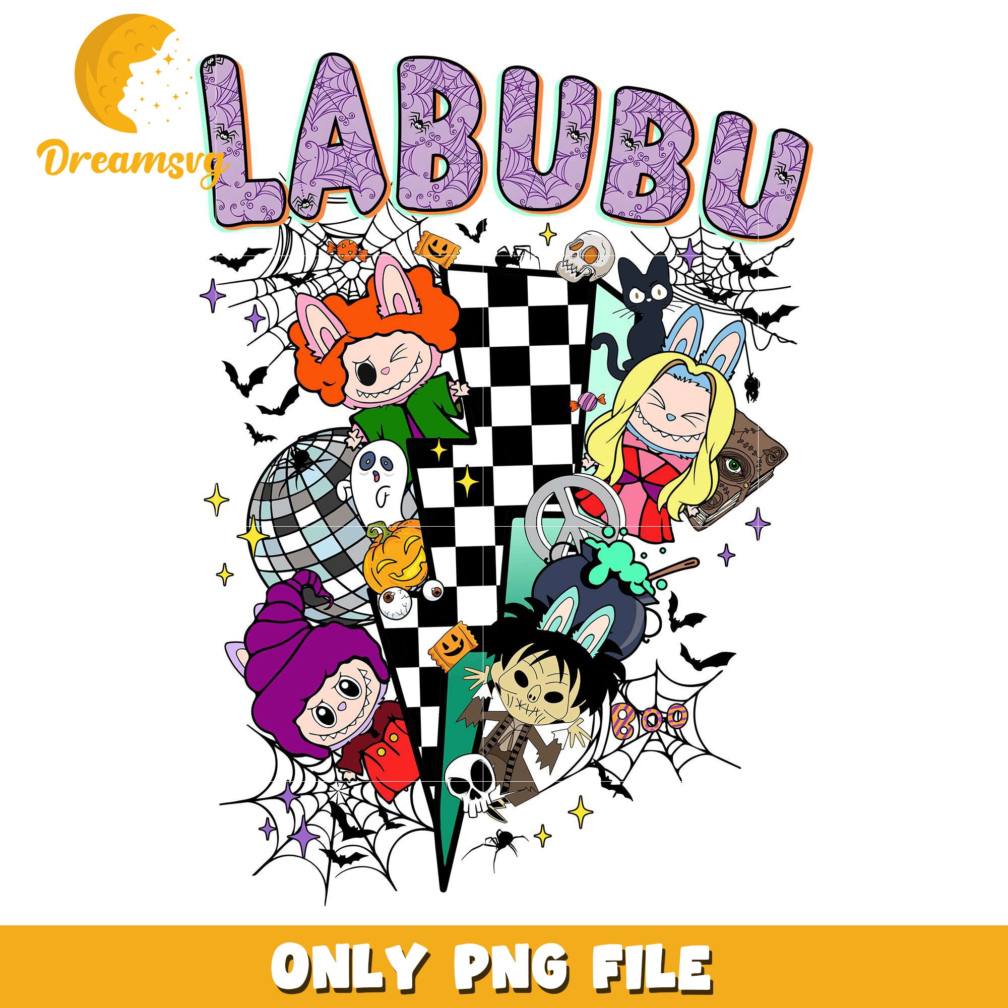Labubu hocus pocus png, halloween costumes png, spirit halloween​ png