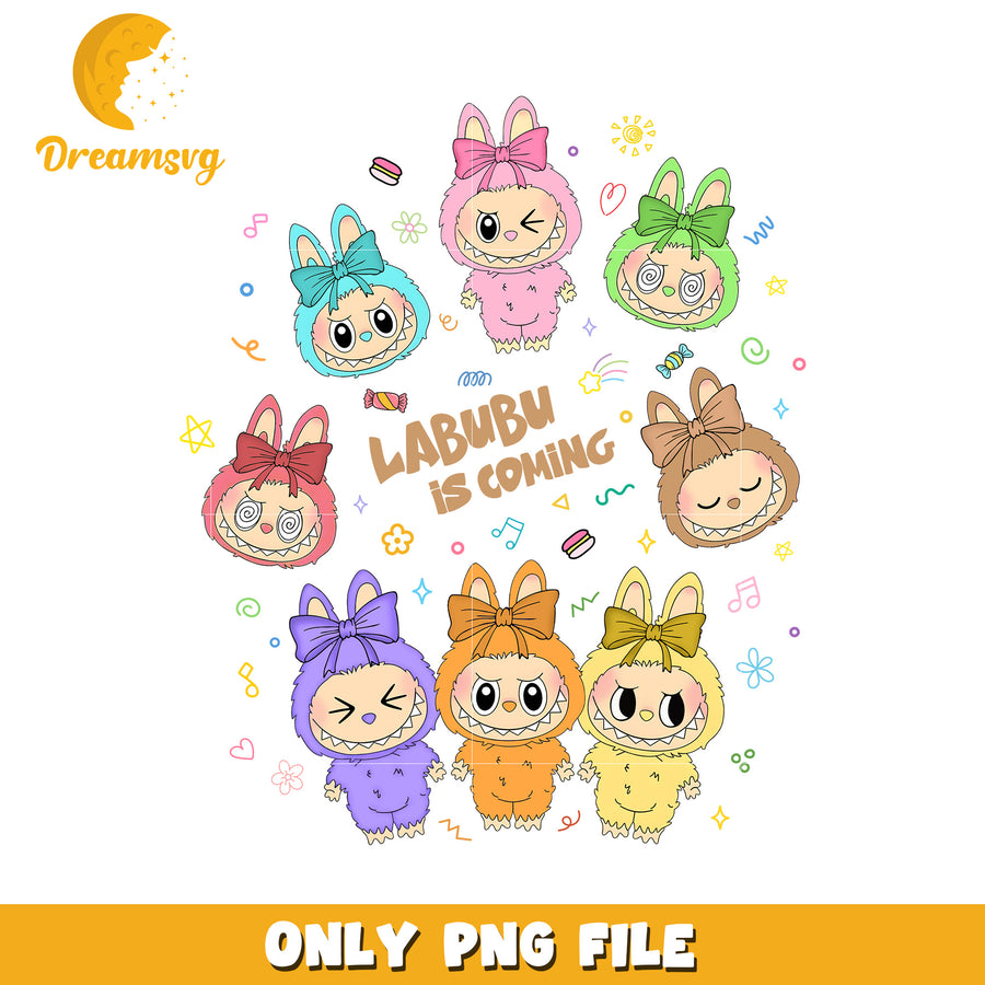 Labubu is coming png, labubu keychain png, labubu dolls png