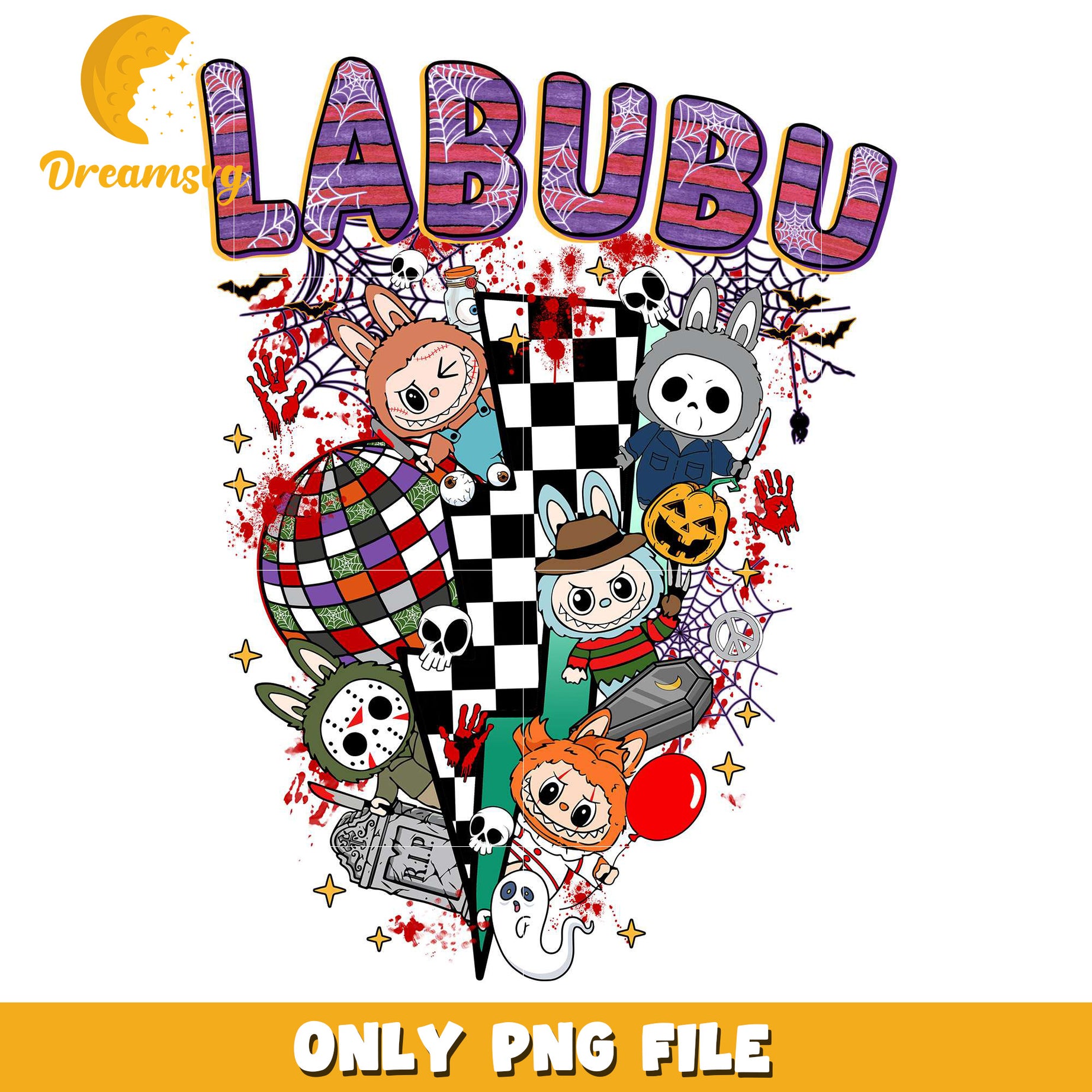 Labubu killers png, halloween costumes png, spirit halloween​ png