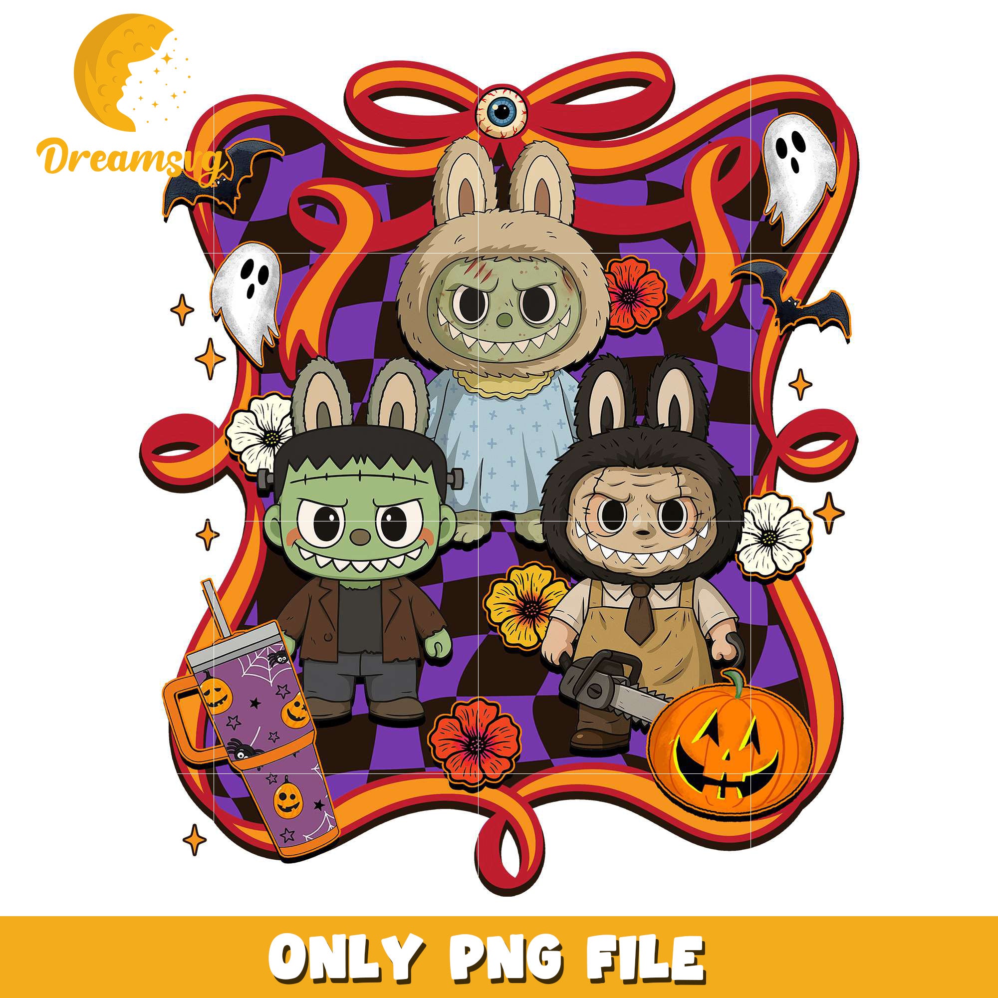 Labubu monsters png, halloween cartoons​ png, halloween movies​ png