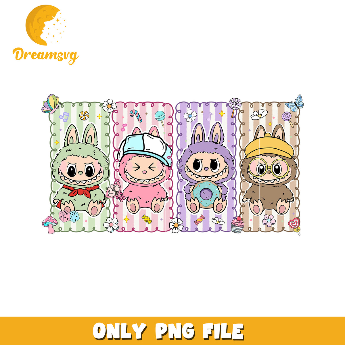Labubu In Frame Labubu photo frame png, all popmart characters png, labubu art png ...