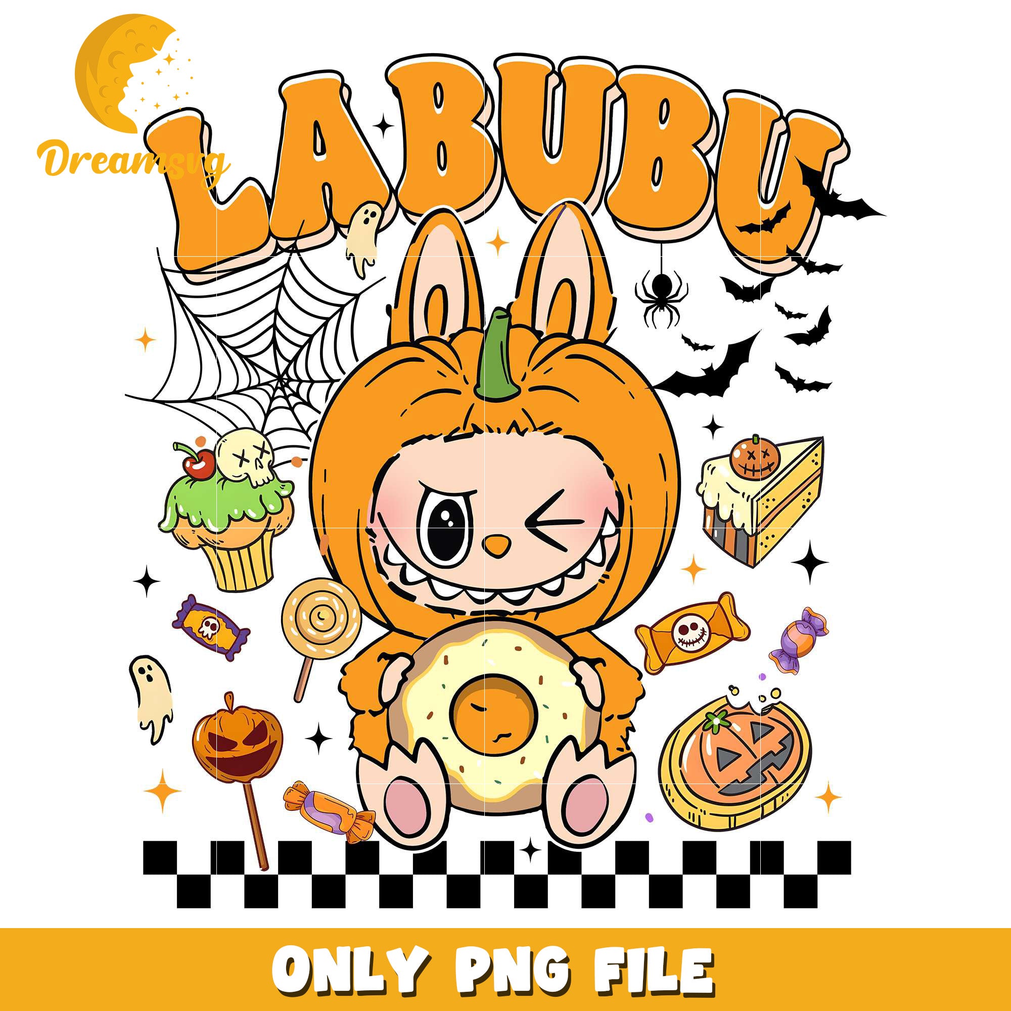 Labubu pumpkin png, halloween cartoons png, halloween labubu​ png