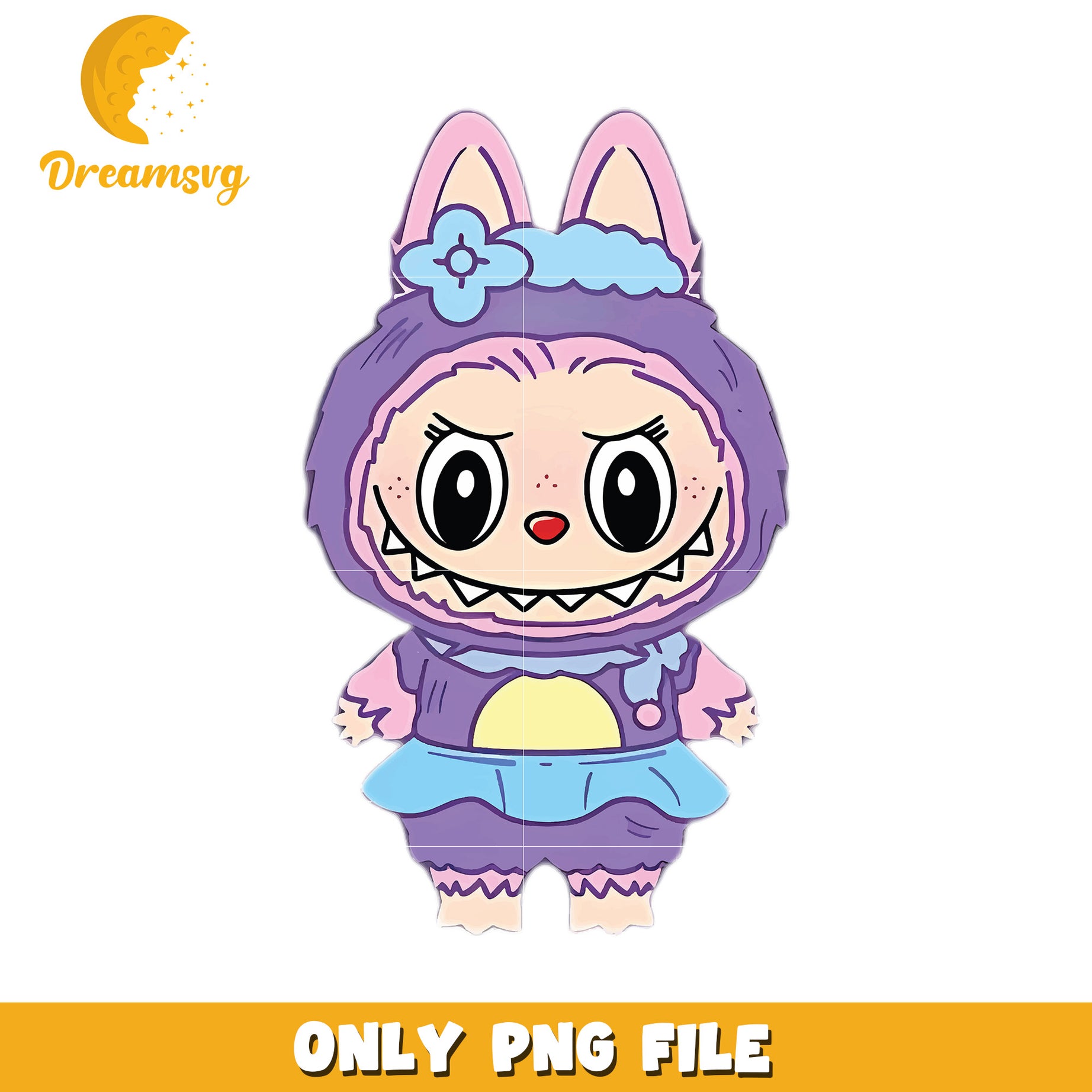 Labubu purple dress png, popmart labubu​ png, cartoon characters png