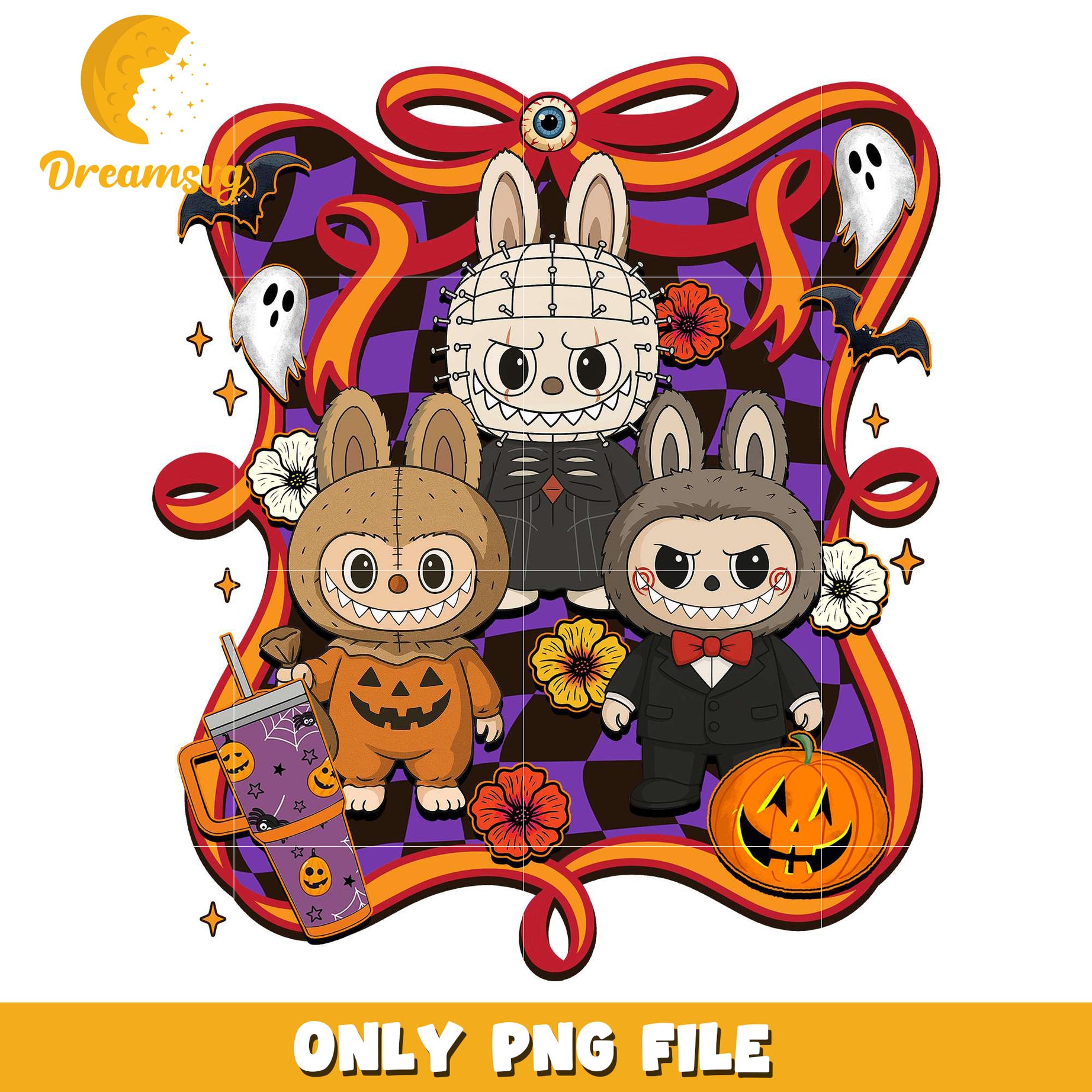 Labubu scary design png, halloween cartoons​ png, halloween movies​ png