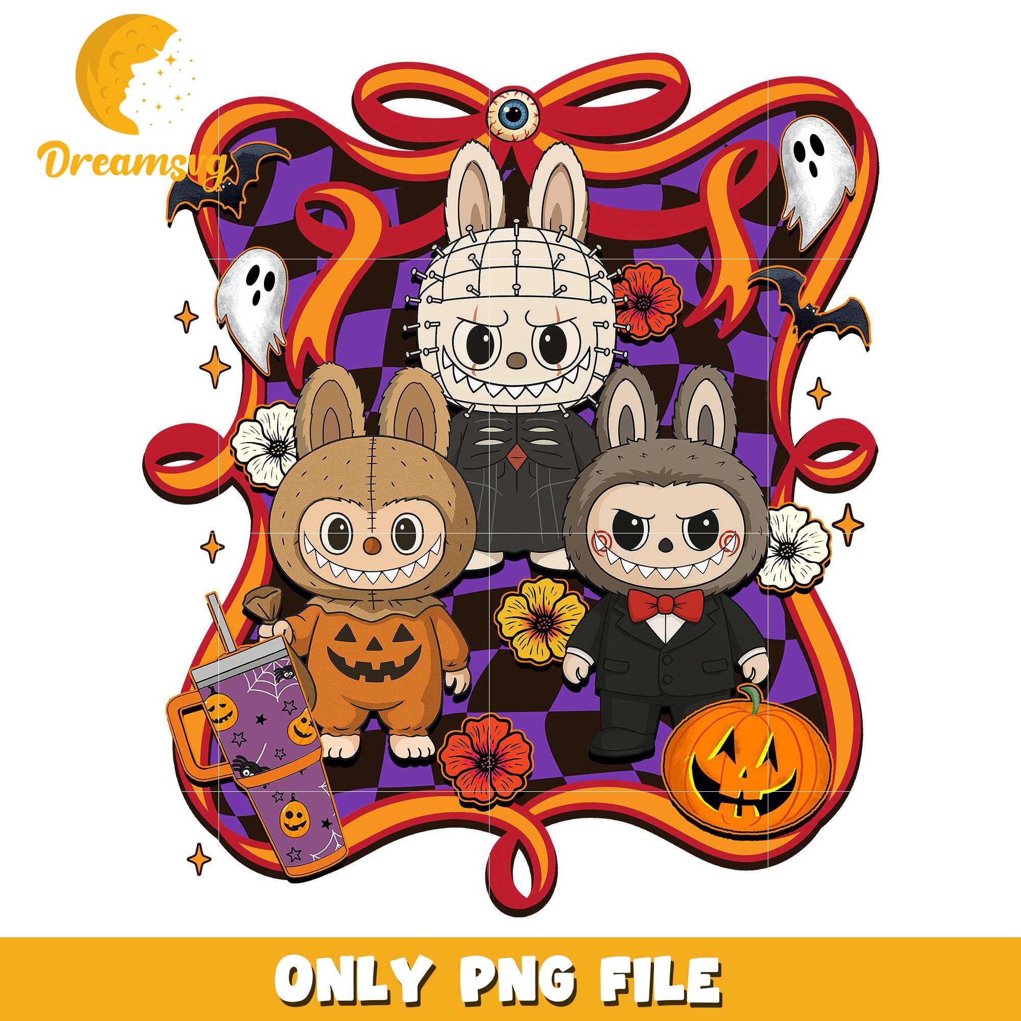 Labubu scary design png, halloween cartoons​ png, halloween movies​ png