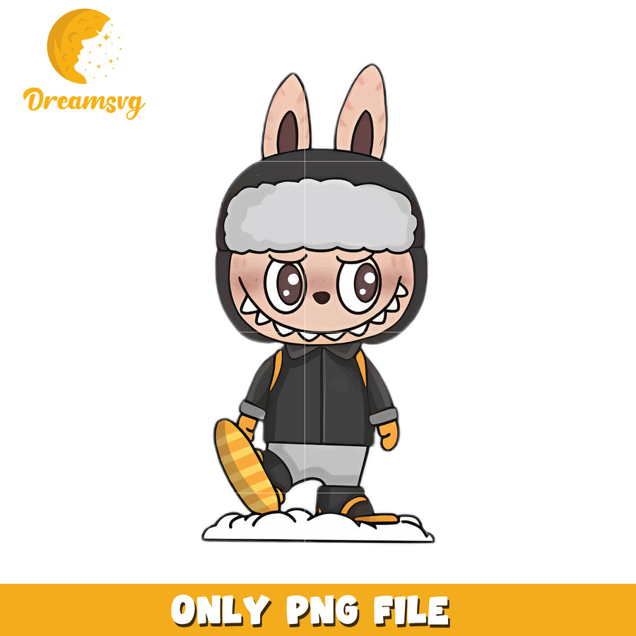 Labubu snow skiing png, popmart labubu​ png, cartoon characters png