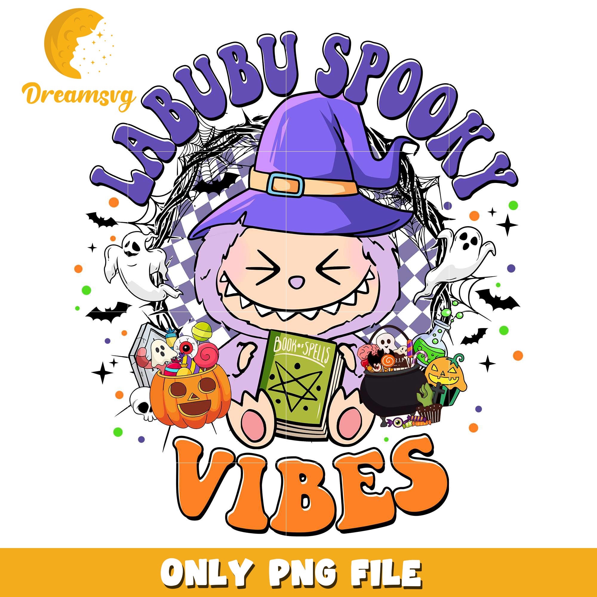 Labubu spooky vibes png, halloween horror nights​​ png, halloween​ png
