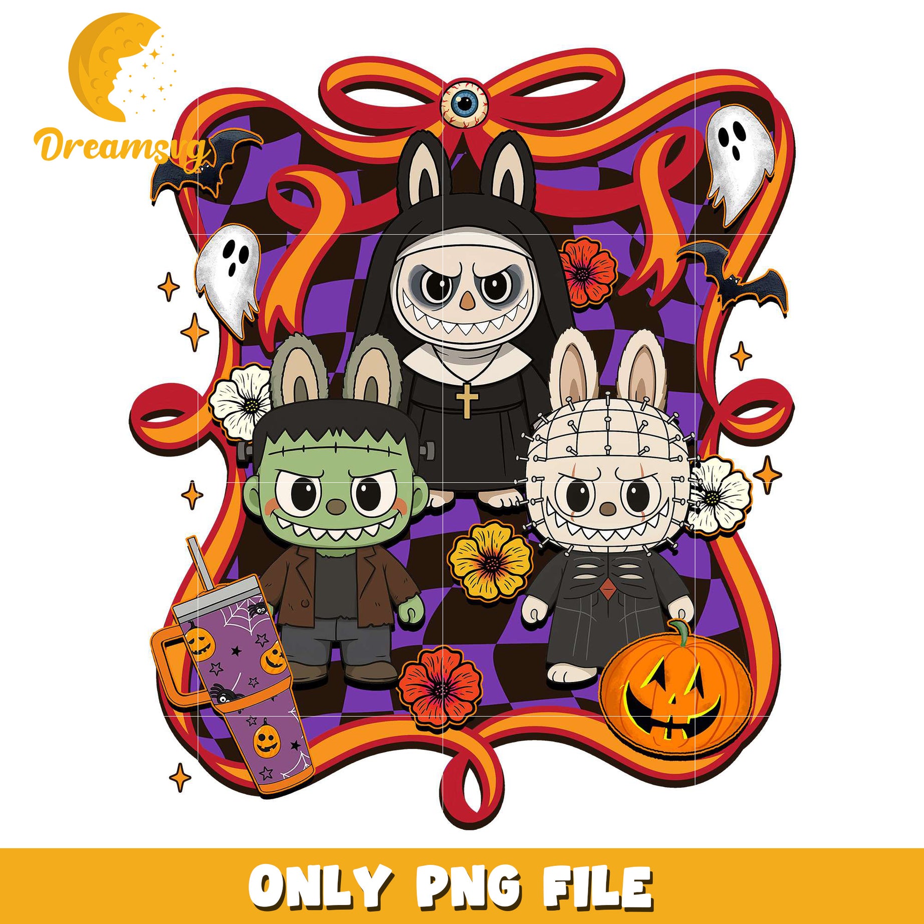 Labubu the nun png, halloween cartoons​ png, halloween movies​ png