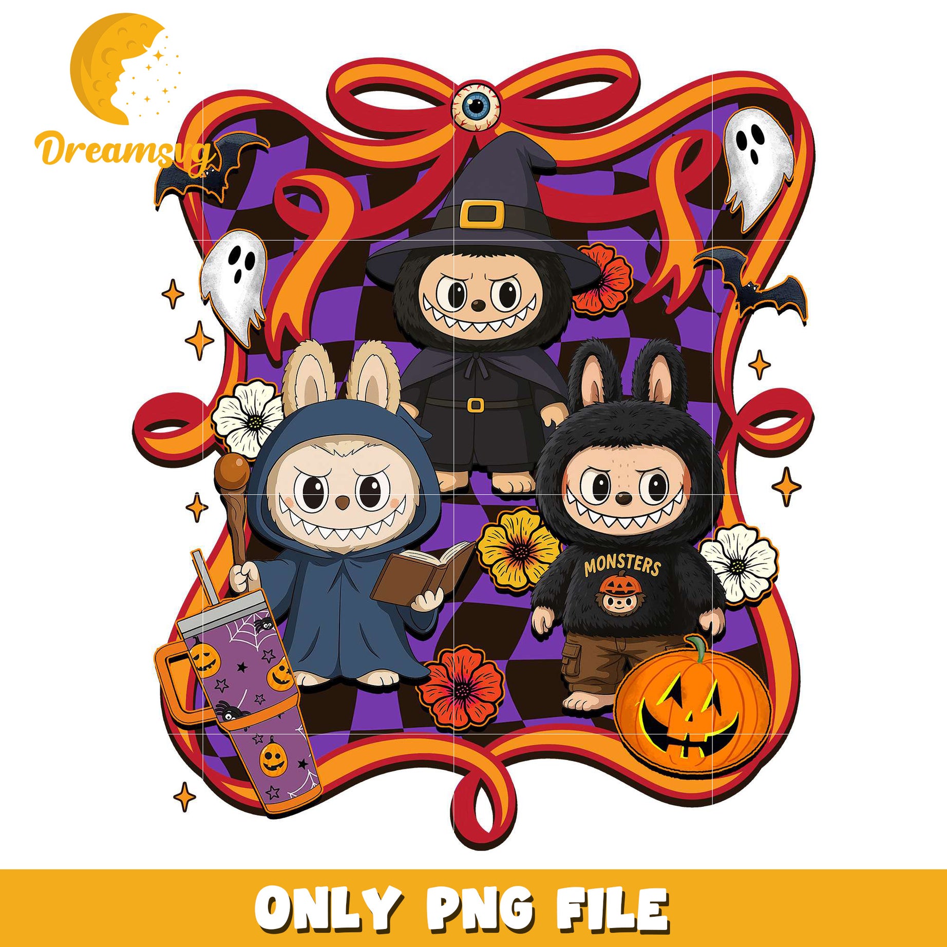 Labubu witch png, halloween costumes​ png, trick or treat png