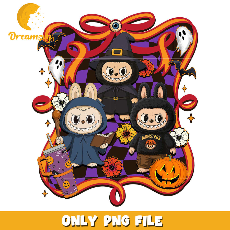 Labubu witch png, halloween costumes​ png, trick or treat png