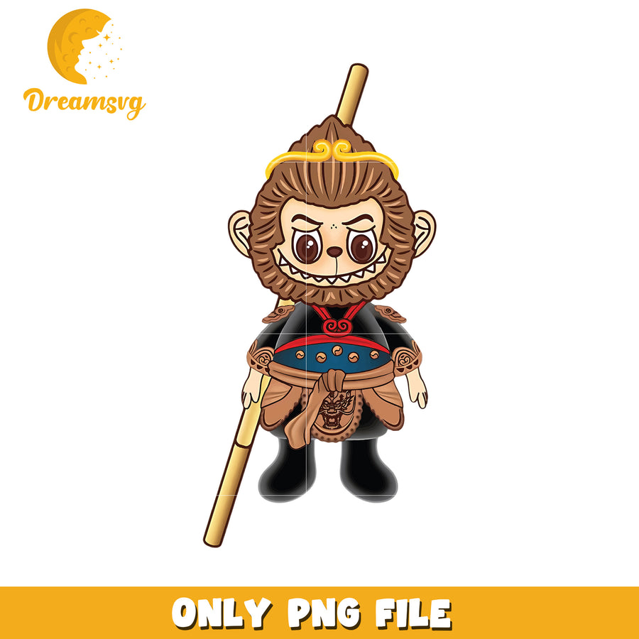 Labubu wukong design png, popmart labubu​ png, cartoon characters png