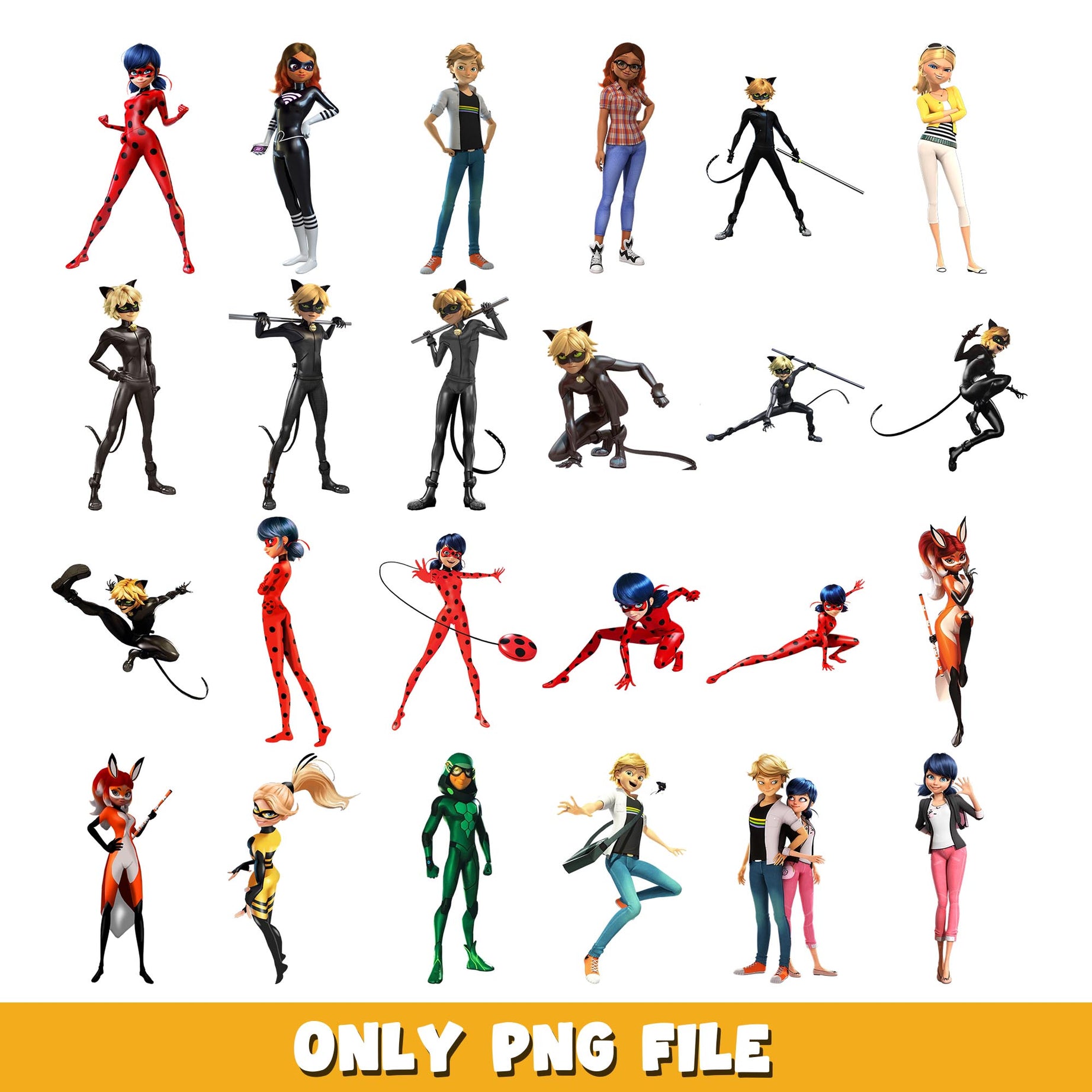 Ladybug & Cat Noir Maker png,  Miraculous bundle png, cartoon png 