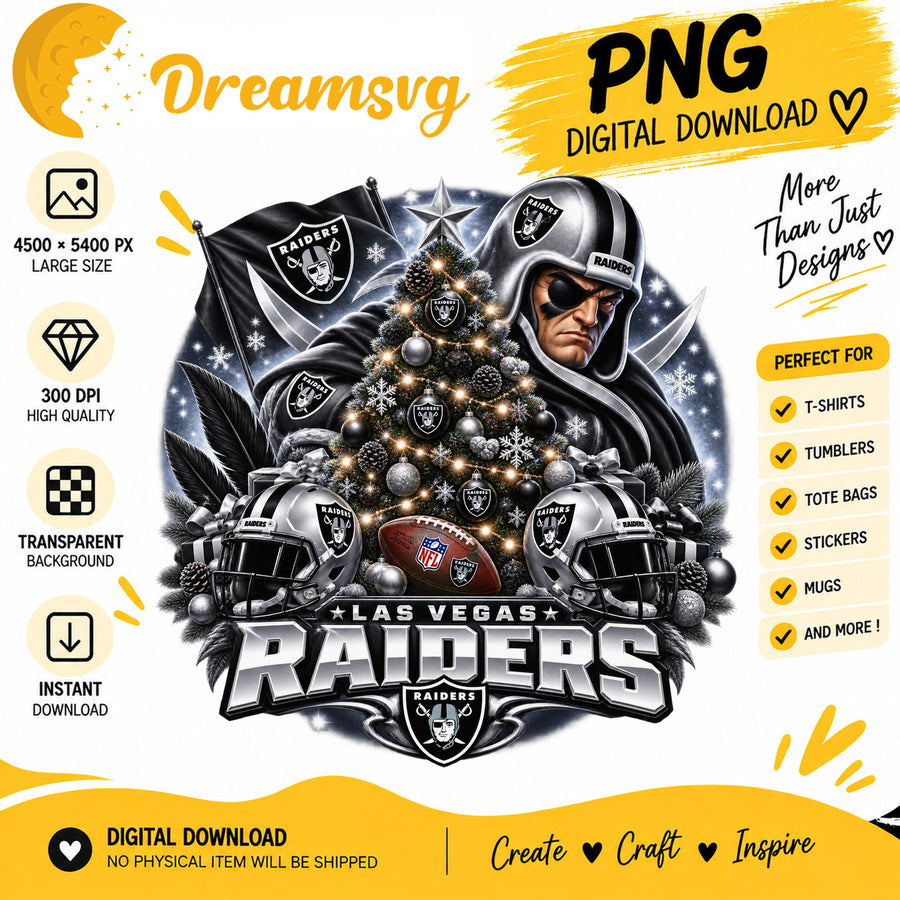 Las Vegas Raiders Christmas PNG, Cute Craft Clipart Print