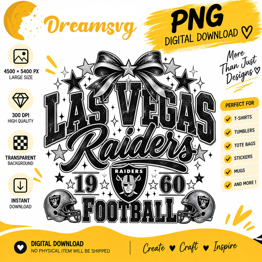 Las Vegas Raiders Coquette Bow NFL Football 1960 PNG