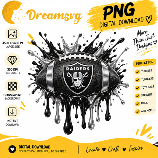 Las Vegas Raiders Dripping Paint Splash Football PNG