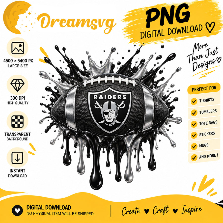 Las Vegas Raiders Dripping Paint Splash Football PNG