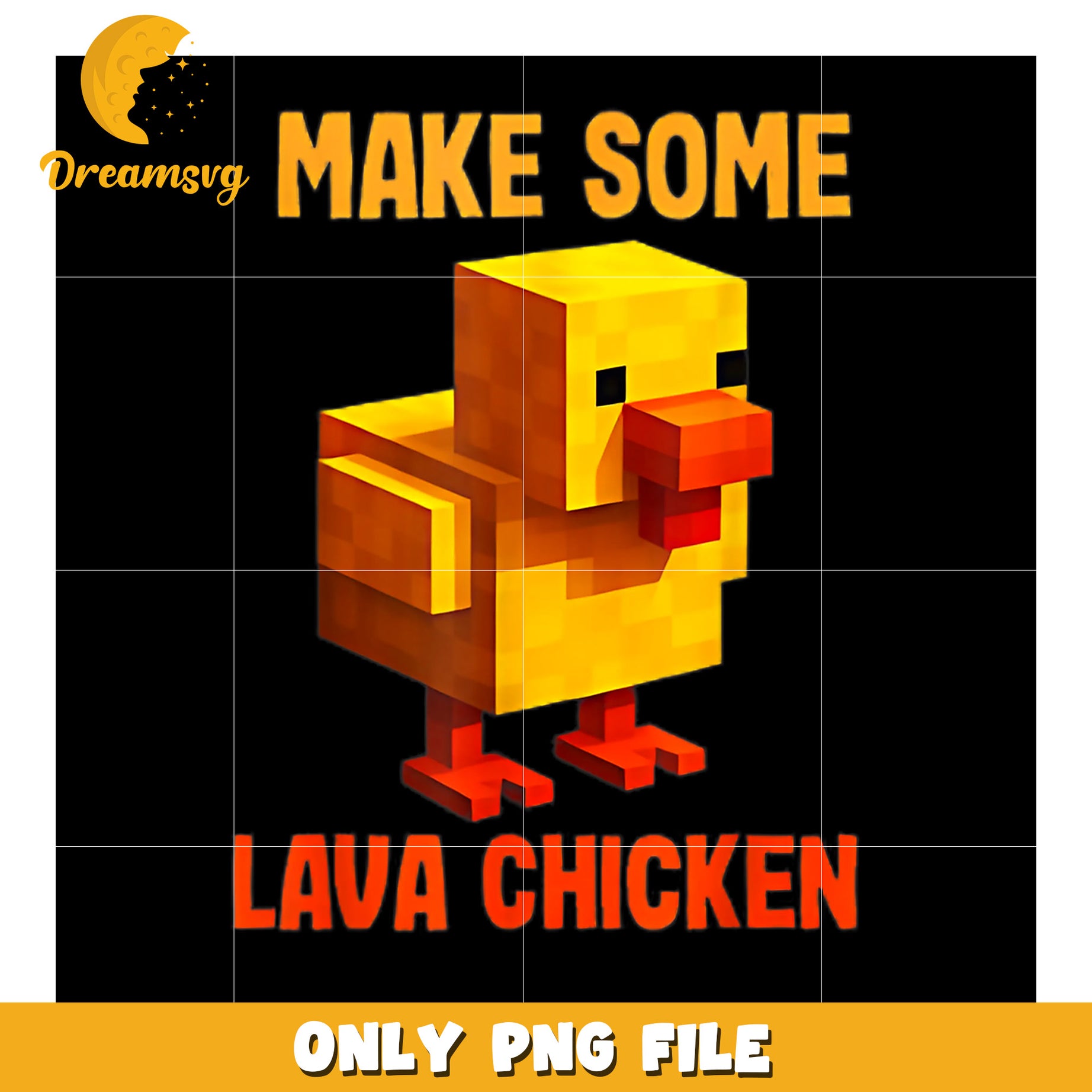 Lava Chicken Design, Fun Minecraft Inspired PNG Art File, Downloadable