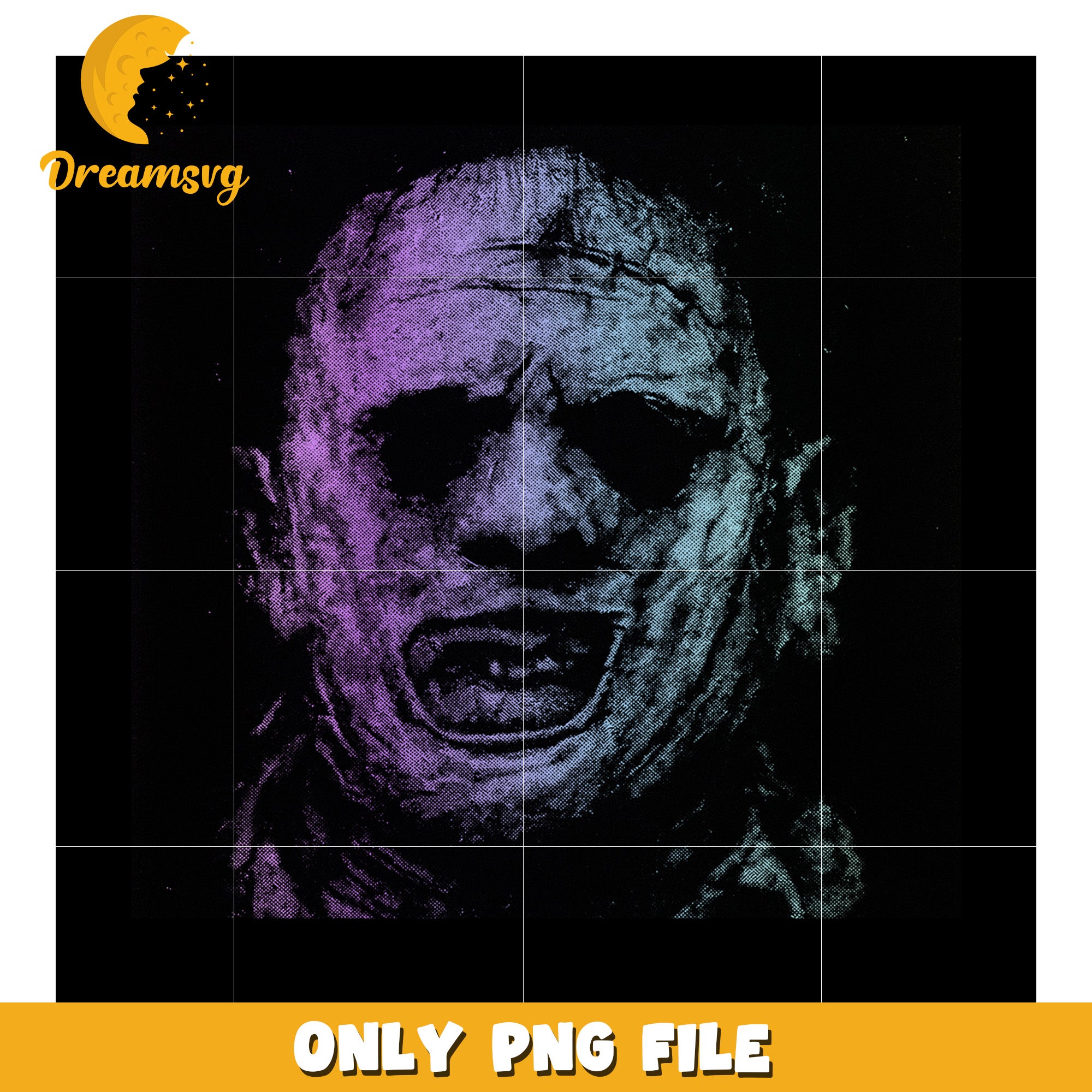 Leatherface neon png, glowing slasher design png, horror chainsaw art png