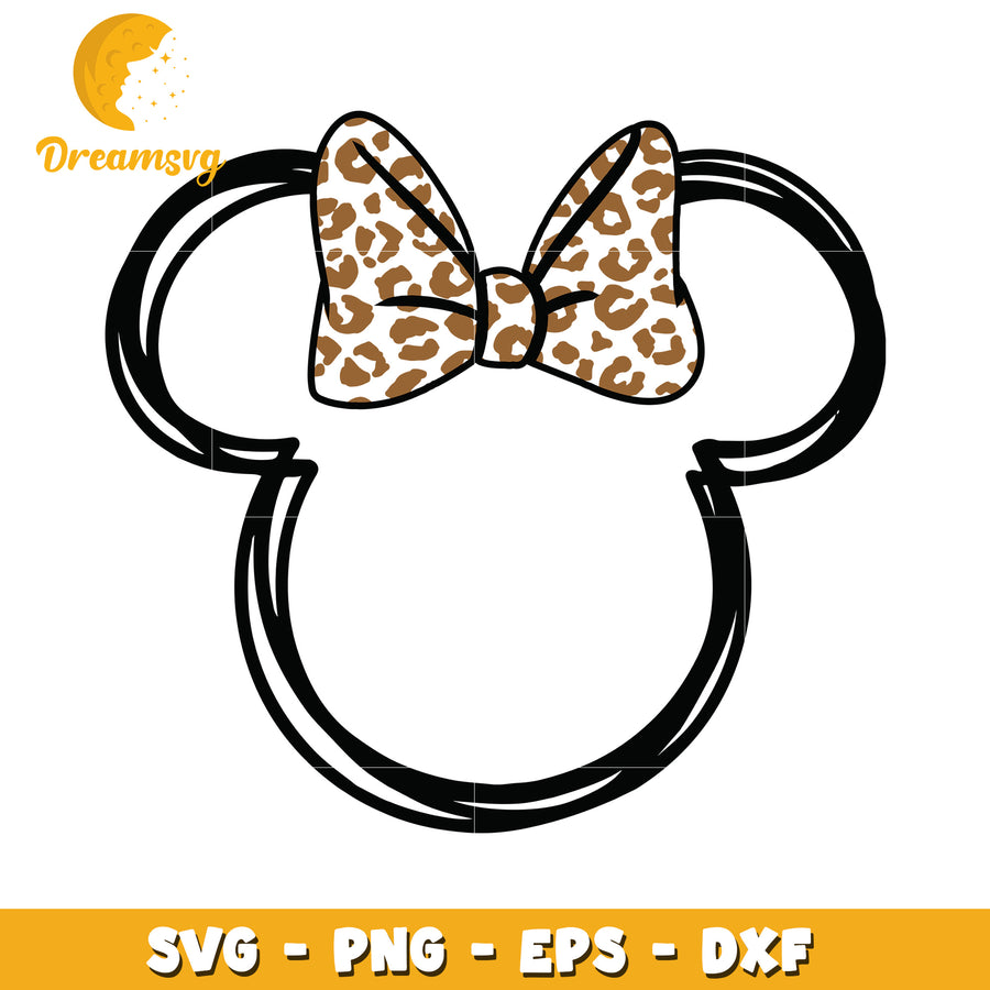 Leopard Bow Minnie Mouse SVG PNG EPS DXF