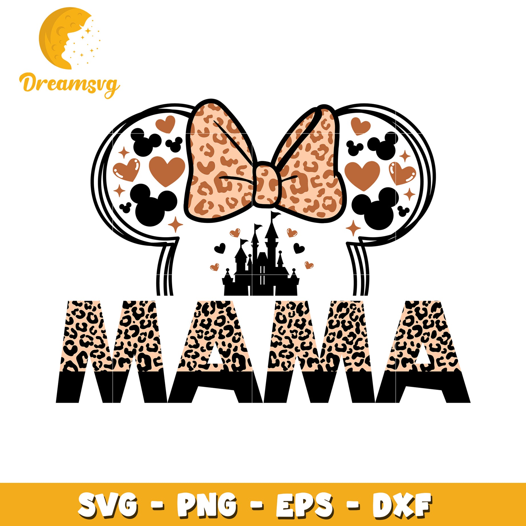 Leopard Mama Minnie Ears SVG Cut File