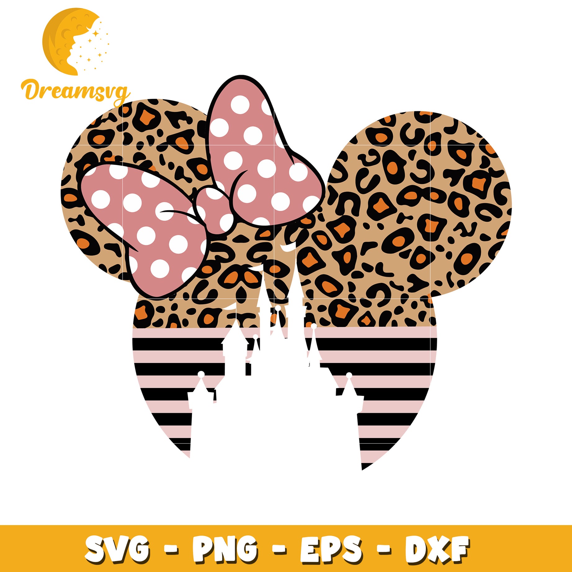 Leopard Minnie Mouse Ears SVG Cut File