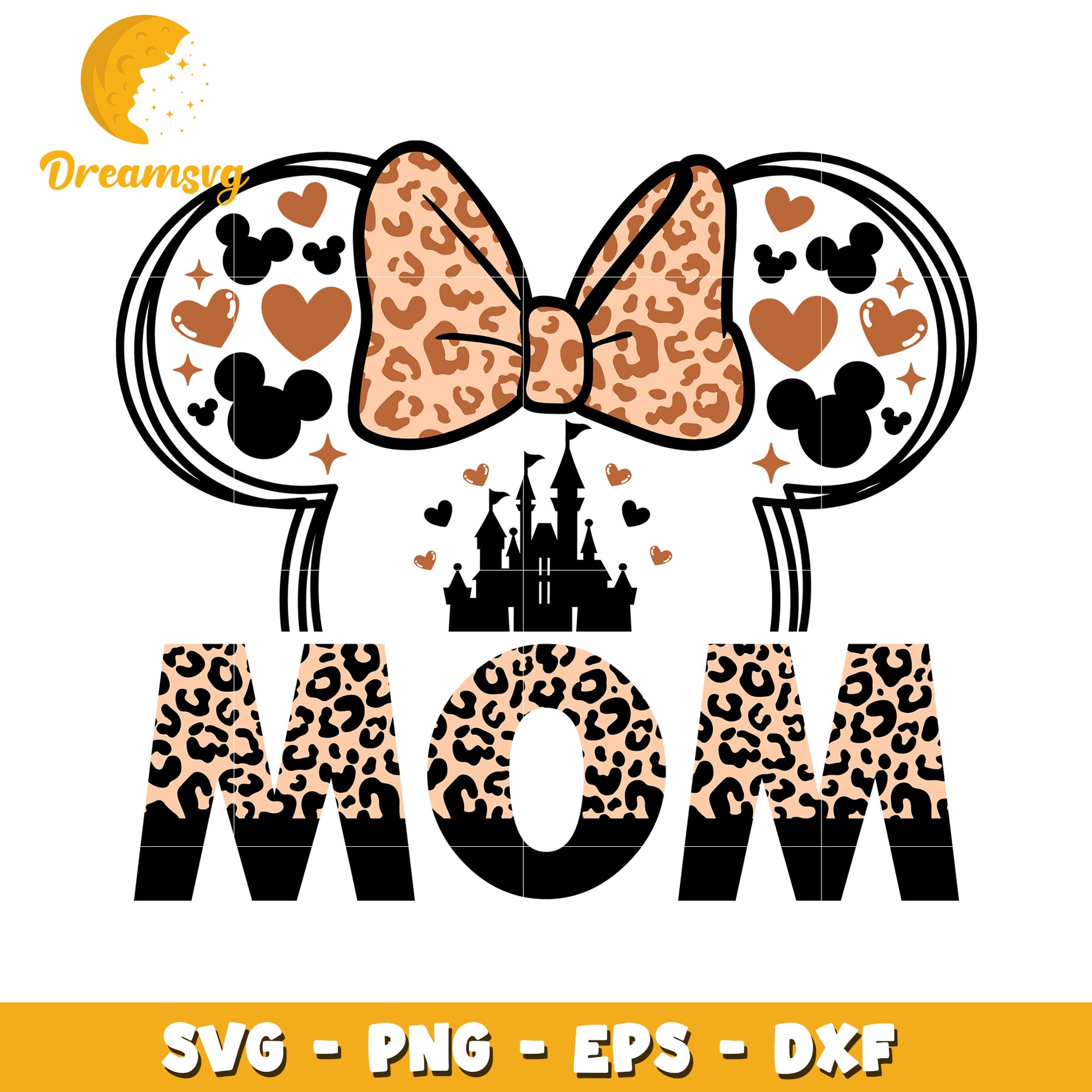 Leopard Mom SVG Cut File Disney Castle