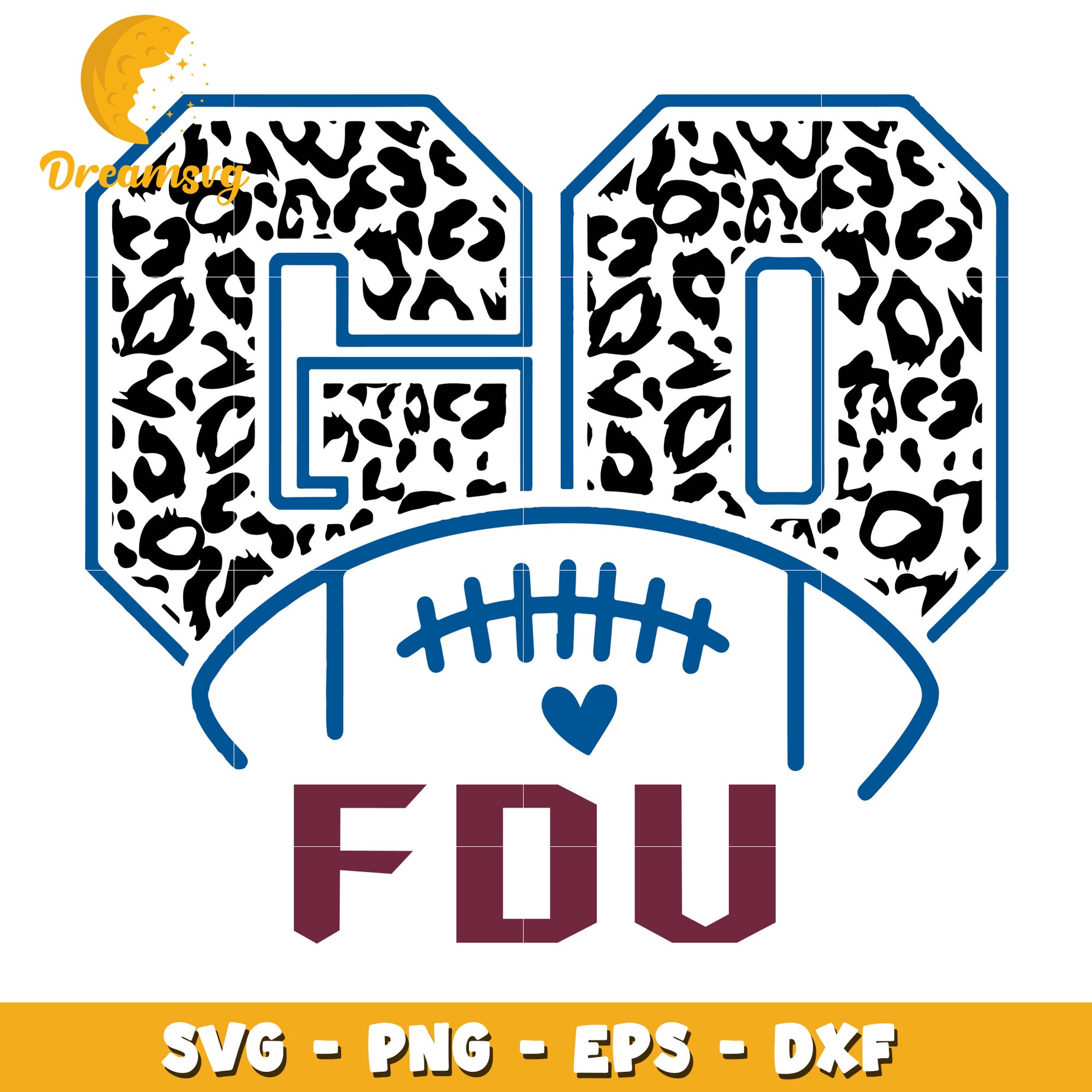 Leopard Print Football Go FDU SVG